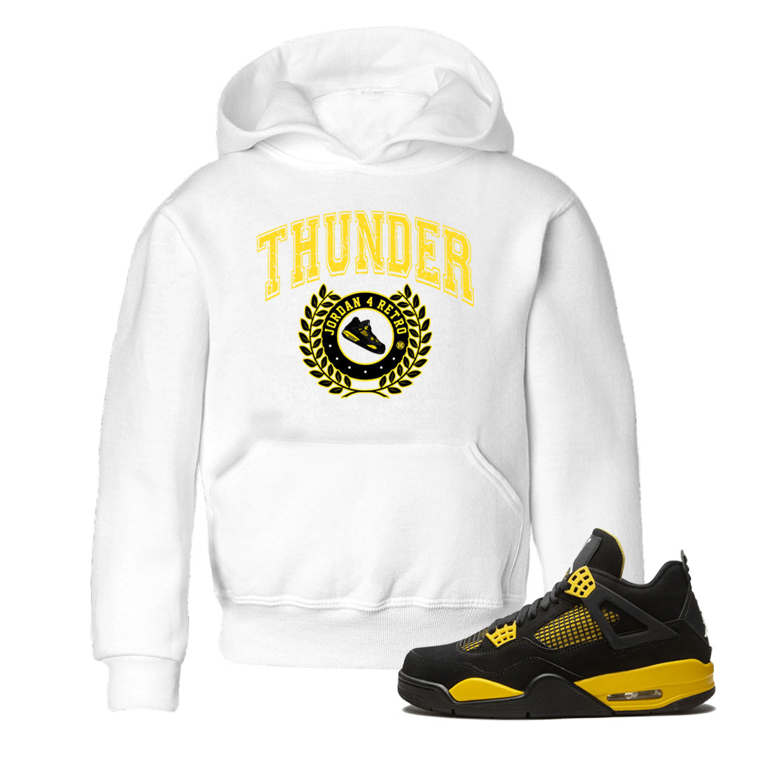 Air Jordan 4 Thunder Sneaker Match Tees Sneaker Letter Streetwear Sneaker Shirt Air Jordan 4 Retro Thunder Sneaker Release Tees Kids Shirts White 1