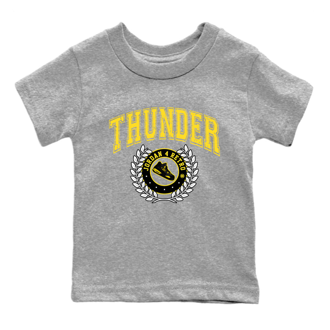 Air Jordan 4 Thunder Sneaker Match Tees Sneaker Letter Streetwear Sneaker Shirt Air Jordan 4 Retro Thunder Sneaker Release Tees Kids Shirts Heather Grey 2