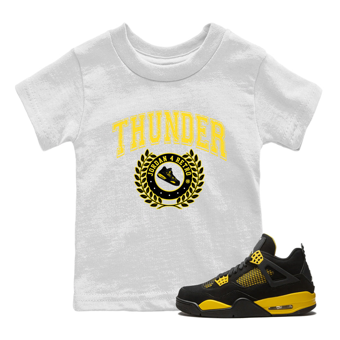 Air Jordan 4 Thunder Sneaker Match Tees Sneaker Letter Streetwear Sneaker Shirt Air Jordan 4 Retro Thunder Sneaker Release Tees Kids Shirts White 1