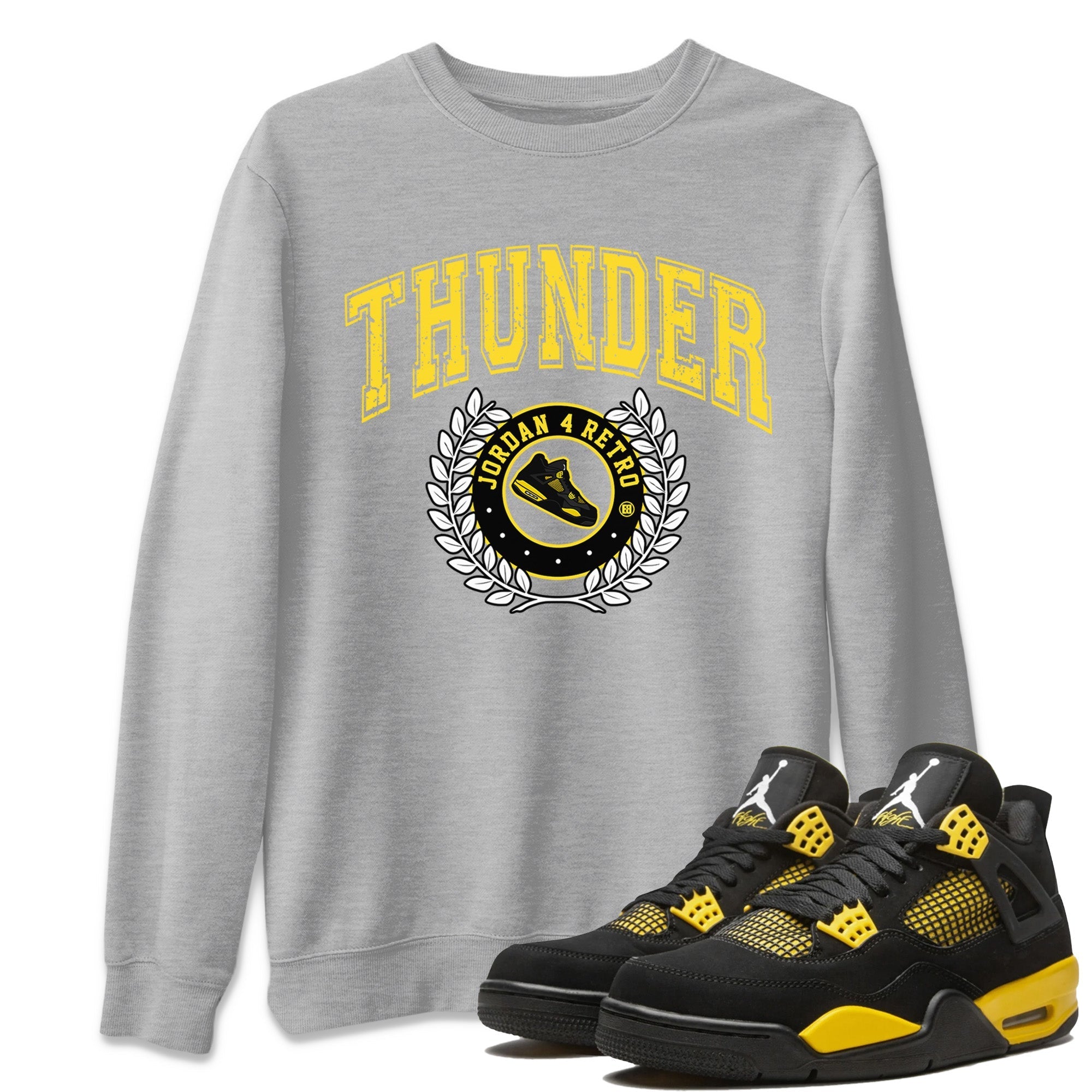 Air Jordan 4 Thunder Sneaker Match Tees Sneaker Letter Streetwear Sneaker Shirt Air Jordan 4 Retro Thunder Sneaker Release Tees Unisex Shirts Heather Grey 1