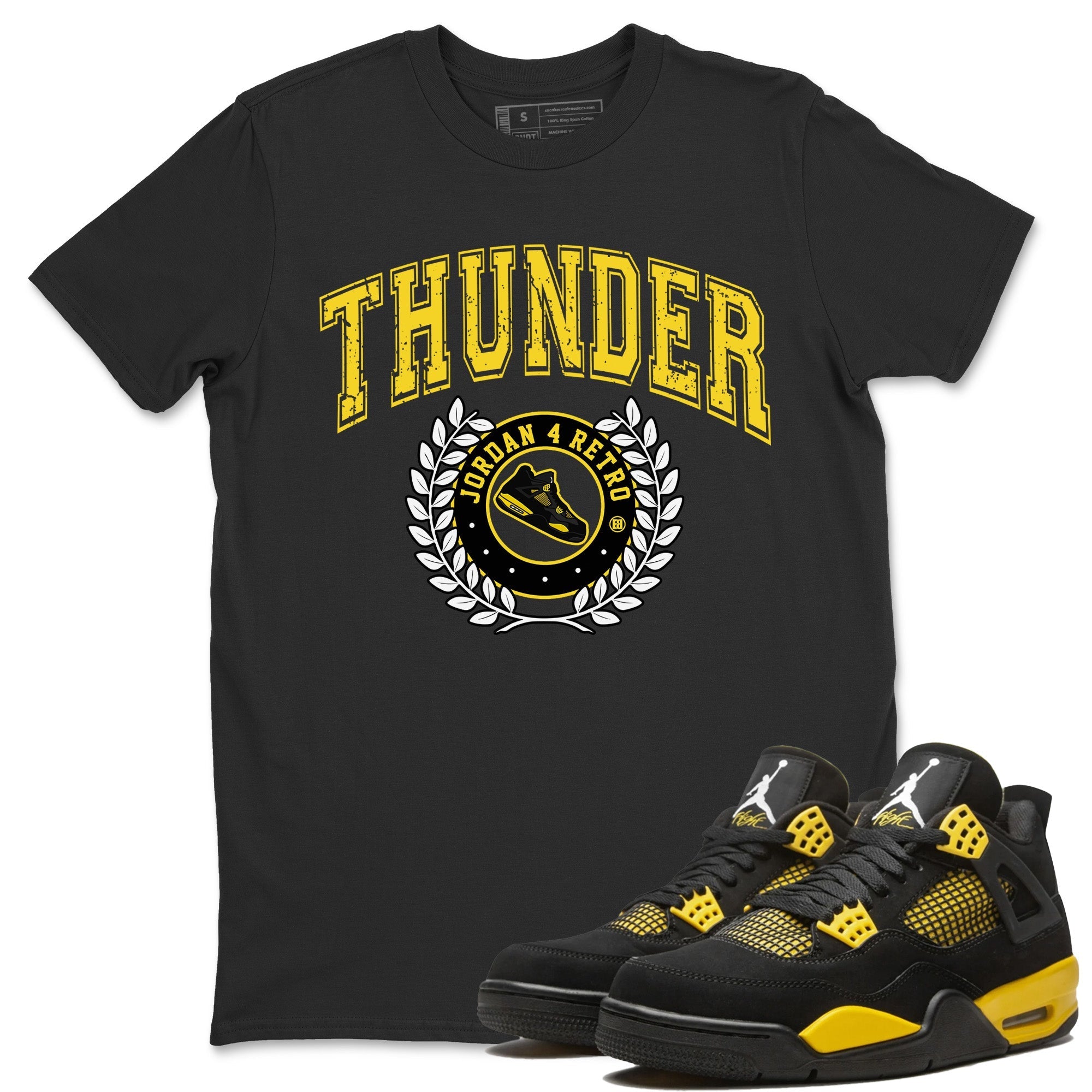 Air Jordan 4 Thunder Sneaker Match Tees Sneaker Letter Streetwear Sneaker Shirt Air Jordan 4 Retro Thunder Sneaker Release Tees Unisex Shirts Black 1
