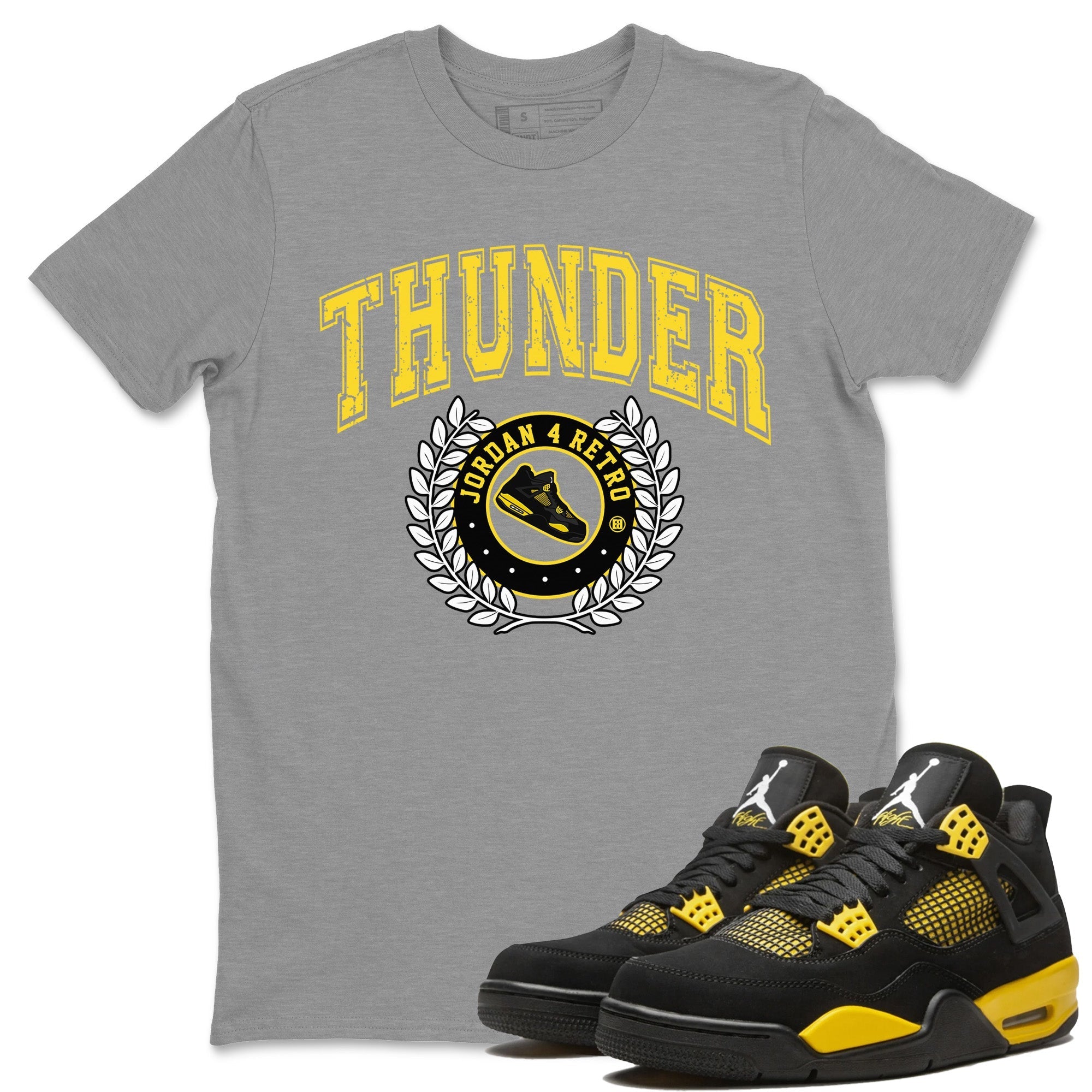 Air Jordan 4 Thunder Sneaker Match Tees Sneaker Letter Streetwear Sneaker Shirt Air Jordan 4 Retro Thunder Sneaker Release Tees Unisex Shirts Heather Grey 1