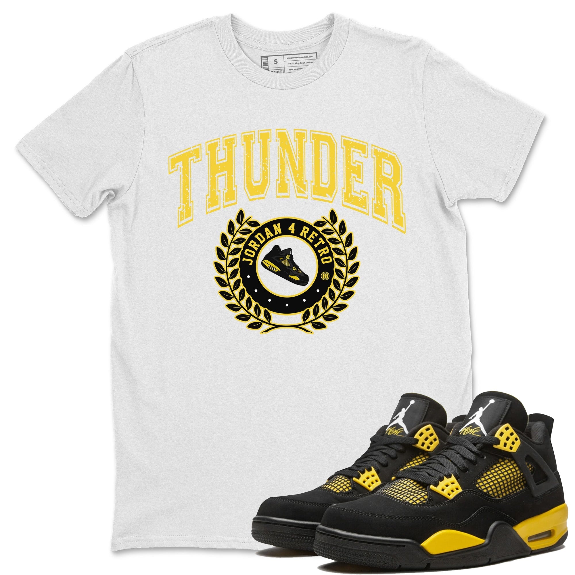 Air Jordan 4 Thunder Sneaker Match Tees Sneaker Letter Streetwear Sneaker Shirt Air Jordan 4 Retro Thunder Sneaker Release Tees Unisex Shirts White 1