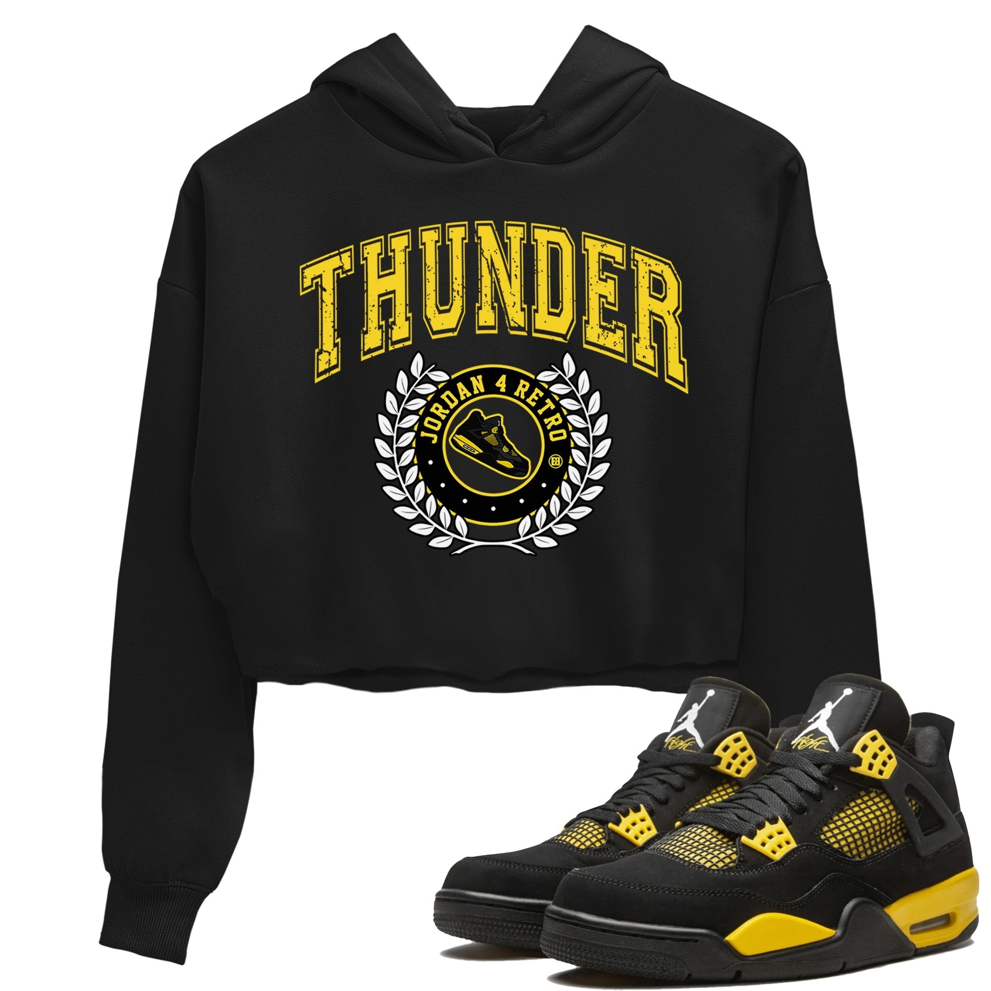 Air Jordan 4 Thunder Sneaker Match Tees Sneaker Letter Streetwear Sneaker Shirt Air Jordan 4 Retro Thunder Sneaker Release Tees Women's Shirts Black 1