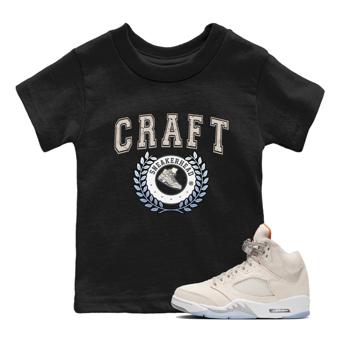 Air Jordan 5 Craft Sneaker Match Tees Sneaker Letter Streetwear Sneaker Shirt Air Jordan 5 Craft Shirt Kids Shirts Black 1