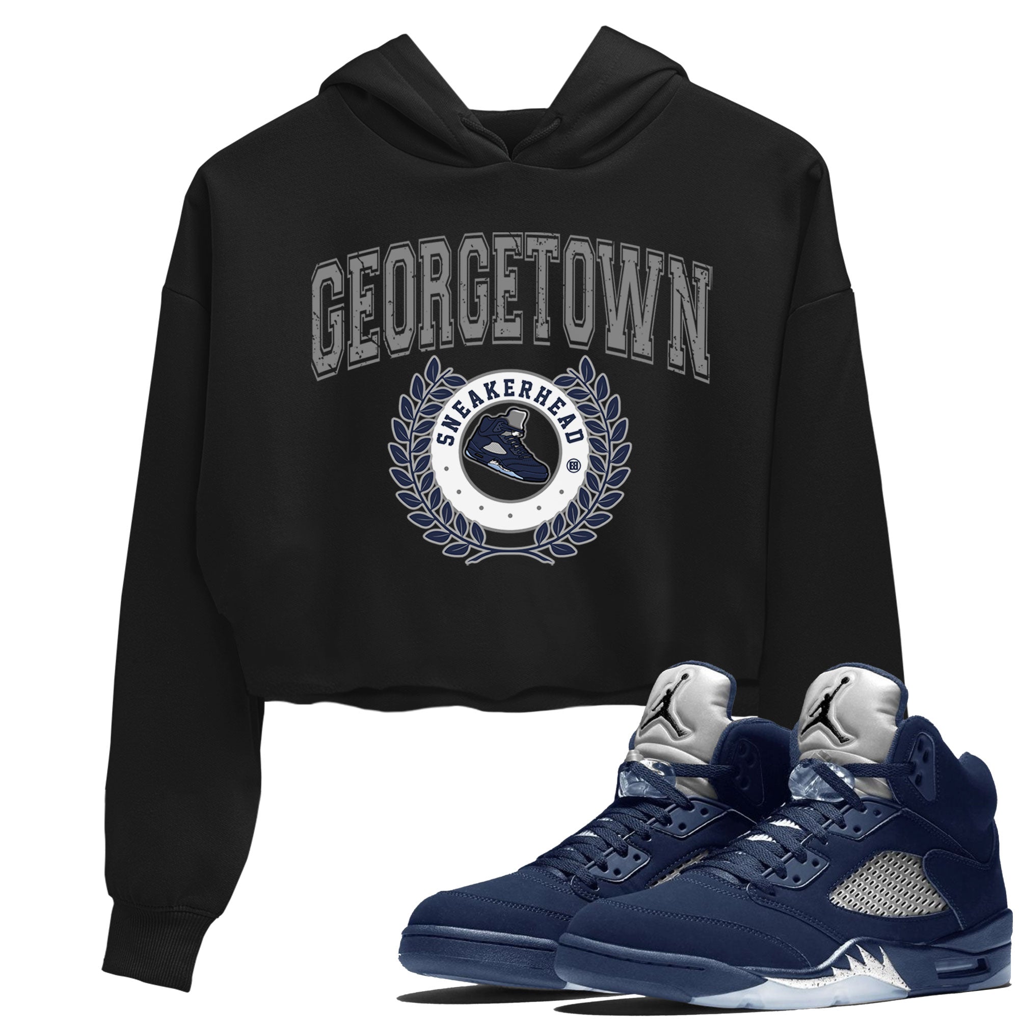 Air Jordan 5 Retro Georgetown shirt to match jordans Sneaker Letter Streetwear Sneaker Shirt AJ5 Georgetown Drip Gear Zone Sneaker Matching Clothing Black 1 Crop T-Shirt