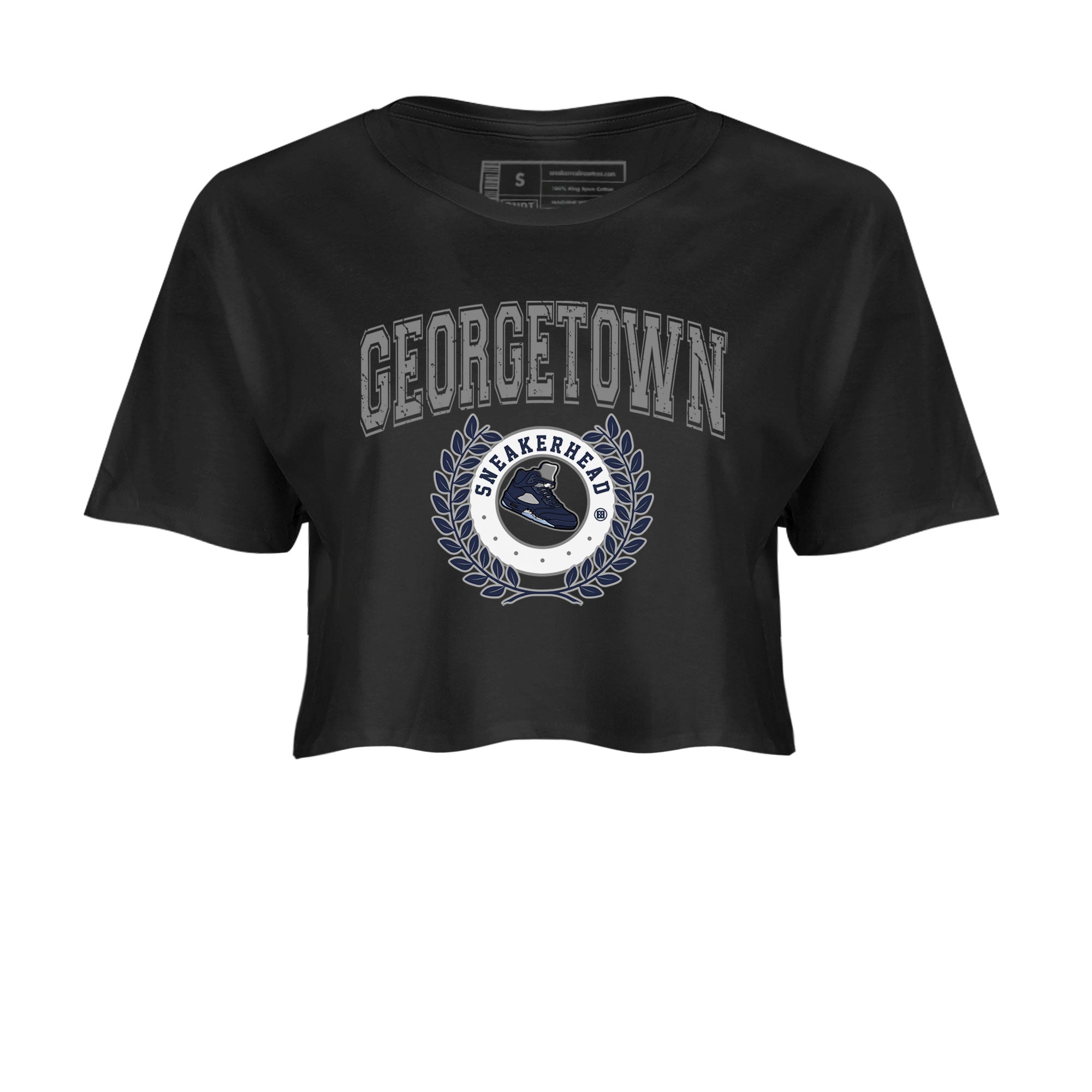 Air Jordan 5 Retro Georgetown shirt to match jordans Sneaker Letter Streetwear Sneaker Shirt AJ5 Georgetown Drip Gear Zone Sneaker Matching Clothing Black 2 Crop T-Shirt