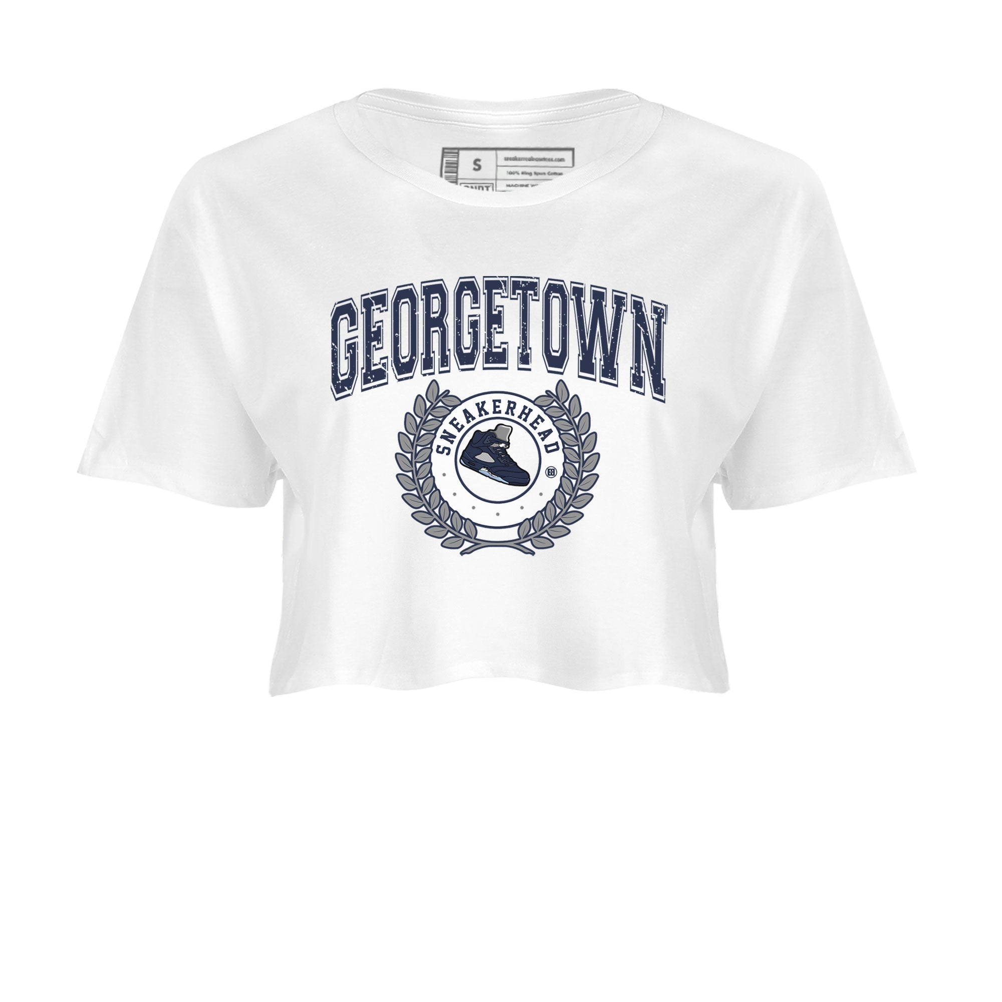 Air Jordan 5 Retro Georgetown shirt to match jordans Sneaker Letter Streetwear Sneaker Shirt AJ5 Georgetown Drip Gear Zone Sneaker Matching Clothing White 2 Crop T-Shirt