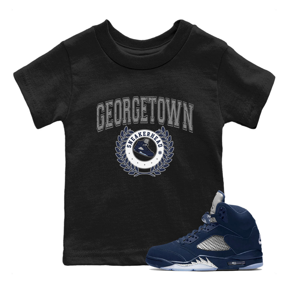 Air Jordan 5 Retro Georgetown shirt to match jordans Sneaker Letter Streetwear Sneaker Shirt AJ5 Georgetown Drip Gear Zone Sneaker Matching Clothing Baby Toddler Black 1 T-Shirt