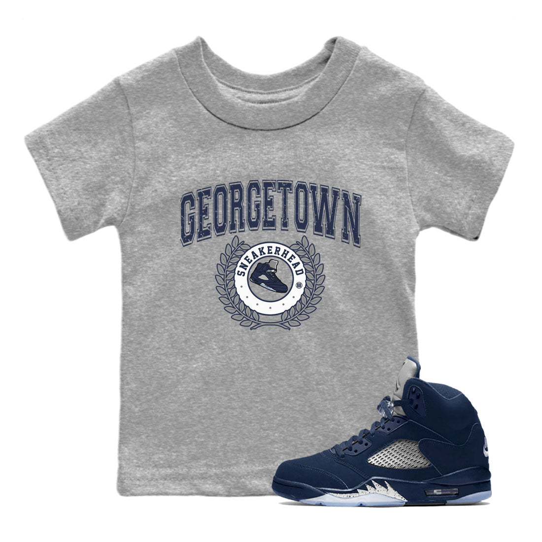 Air Jordan 5 Retro Georgetown shirt to match jordans Sneaker Letter Streetwear Sneaker Shirt AJ5 Georgetown Drip Gear Zone Sneaker Matching Clothing Baby Toddler Heather Grey 1 T-Shirt