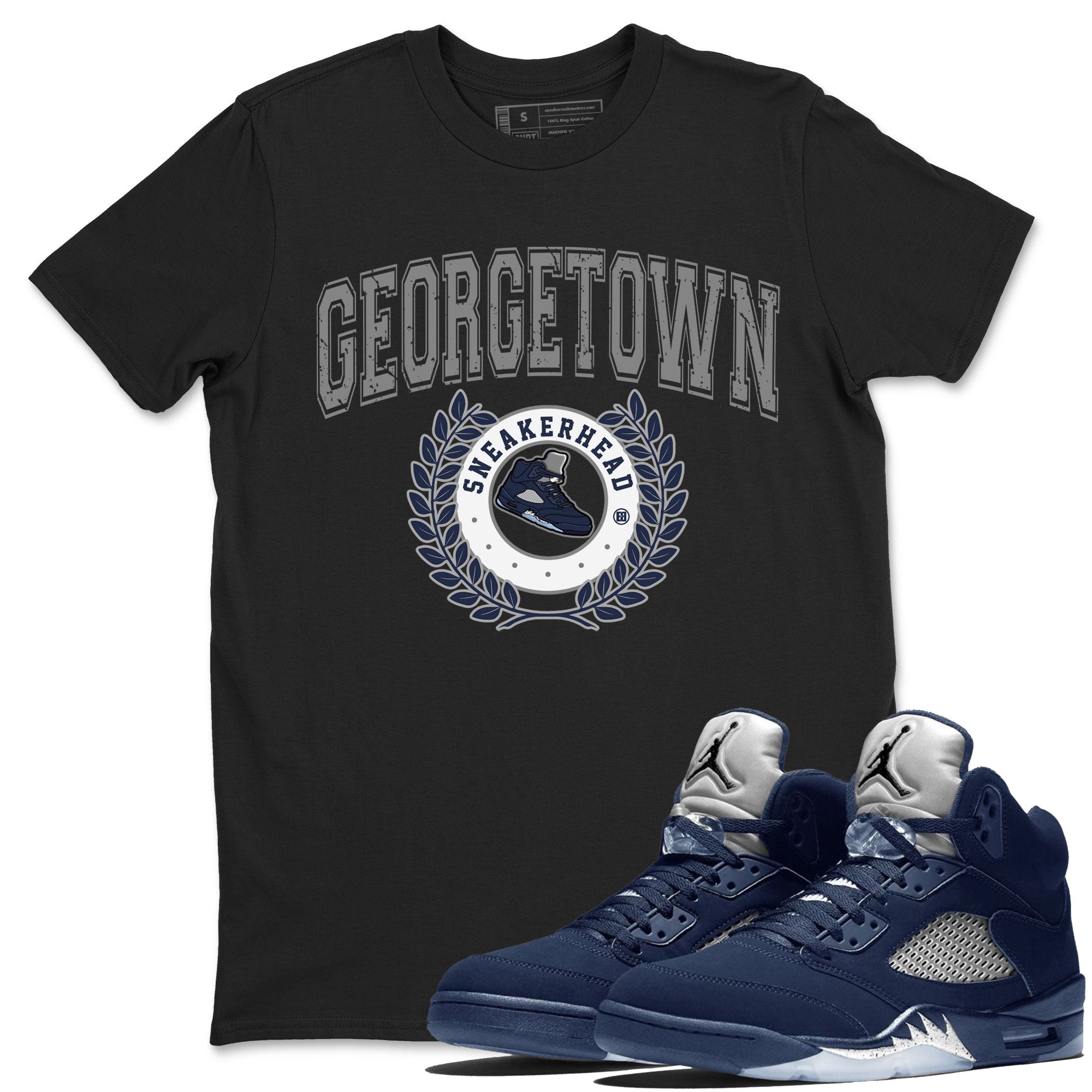 Air Jordan 5 Retro Georgetown shirt to match jordans Sneaker Letter Streetwear Sneaker Shirt AJ5 Georgetown Drip Gear Zone Sneaker Matching Clothing Unisex Black 1 T-Shirt