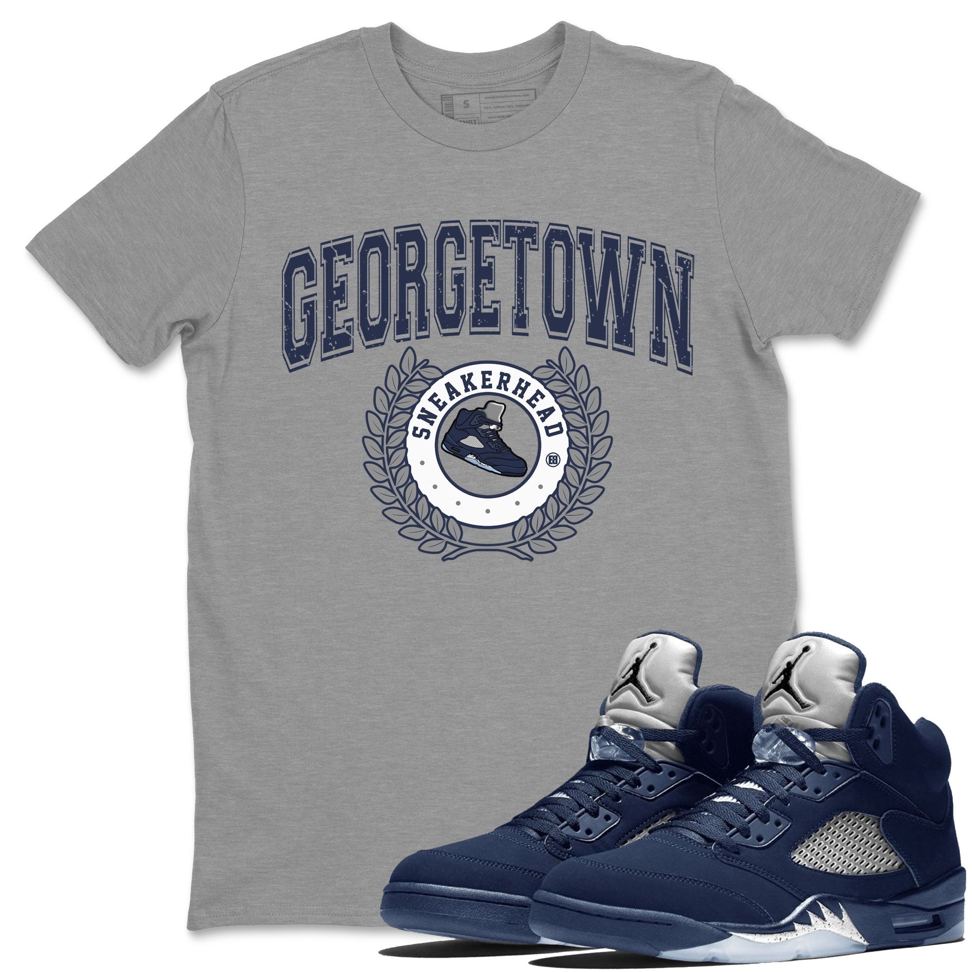 Air Jordan 5 Retro Georgetown shirt to match jordans Sneaker Letter Streetwear Sneaker Shirt AJ5 Georgetown Drip Gear Zone Sneaker Matching Clothing Unisex Heather Grey 1 T-Shirt