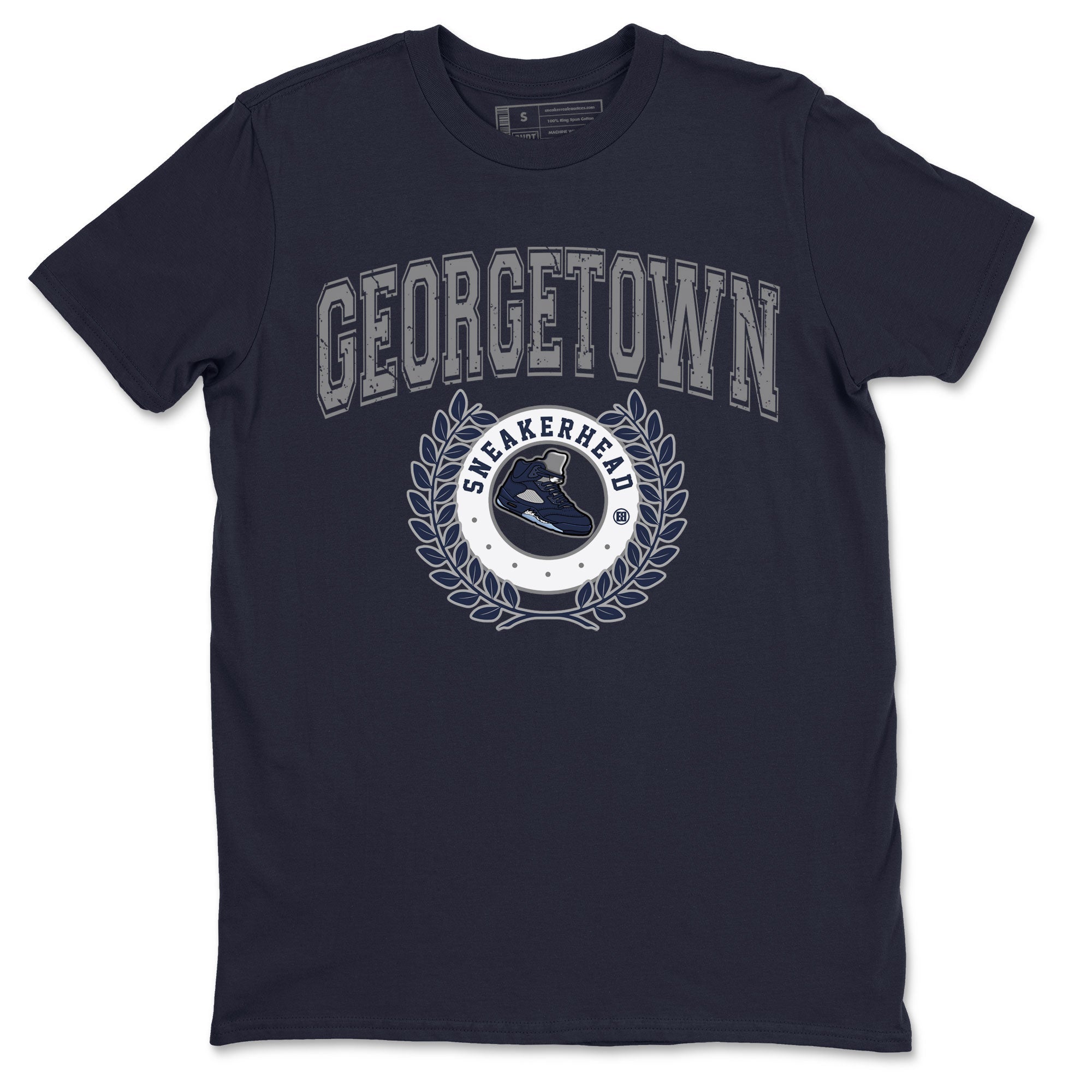 Air Jordan 5 Retro Georgetown shirt to match jordans Sneaker Letter Streetwear Sneaker Shirt AJ5 Georgetown Drip Gear Zone Sneaker Matching Clothing Unisex Navy 2 T-Shirt