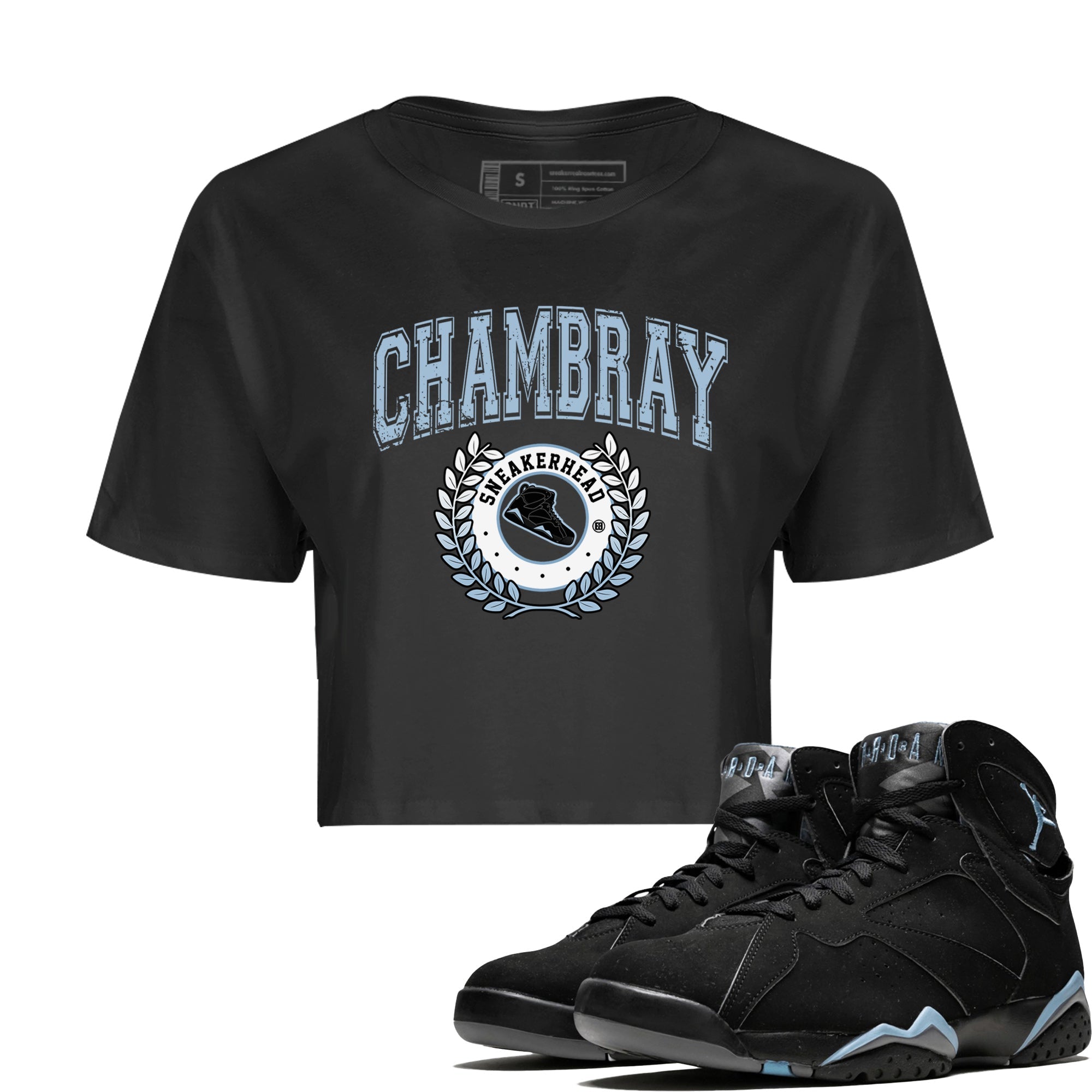 Air Jordan 7 Chambray Sneaker Match Tees Sneaker Letter Streetwear Sneaker Shirt AJ7 Chambray Sneaker Release Tees Women's Shirts Black 1