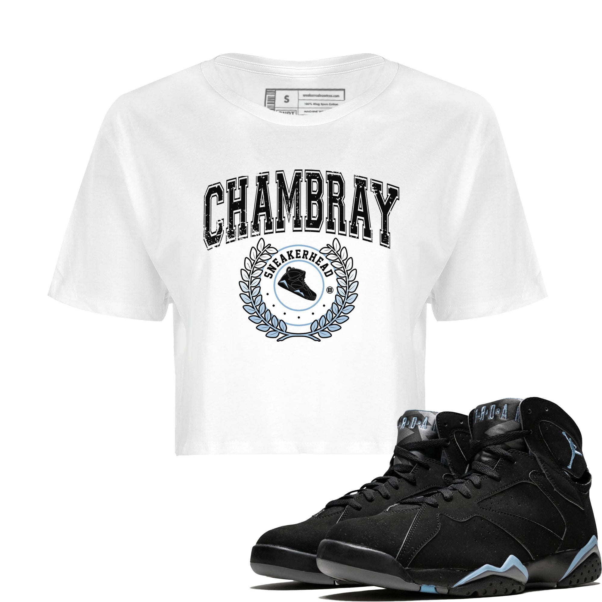 Air Jordan 7 Chambray Sneaker Match Tees Sneaker Letter Streetwear Sneaker Shirt AJ7 Chambray Sneaker Release Tees Women's Shirts White 1