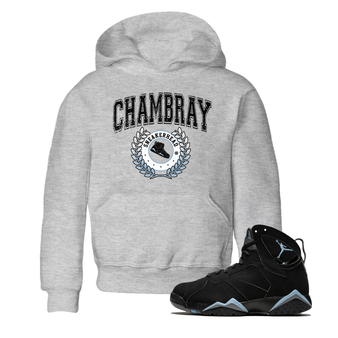 Air Jordan 7 Chambray Sneaker Match Tees Sneaker Letter Streetwear Sneaker Shirt AJ7 Chambray Sneaker Release Tees Kids Shirts Heather Grey 1