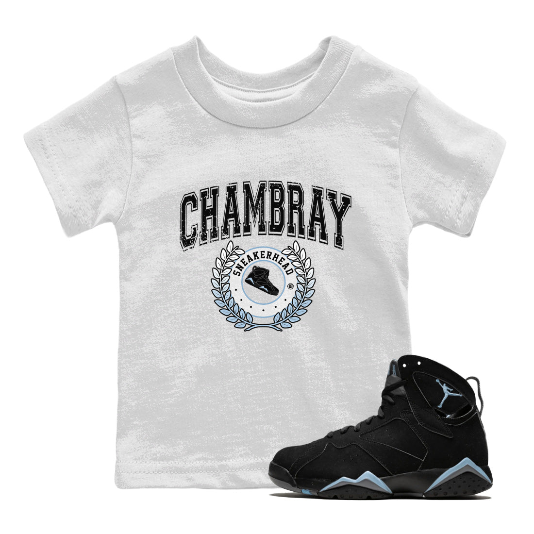 Air Jordan 7 Chambray Sneaker Match Tees Sneaker Letter Streetwear Sneaker Shirt AJ7 Chambray Sneaker Release Tees Kids Shirts White 1