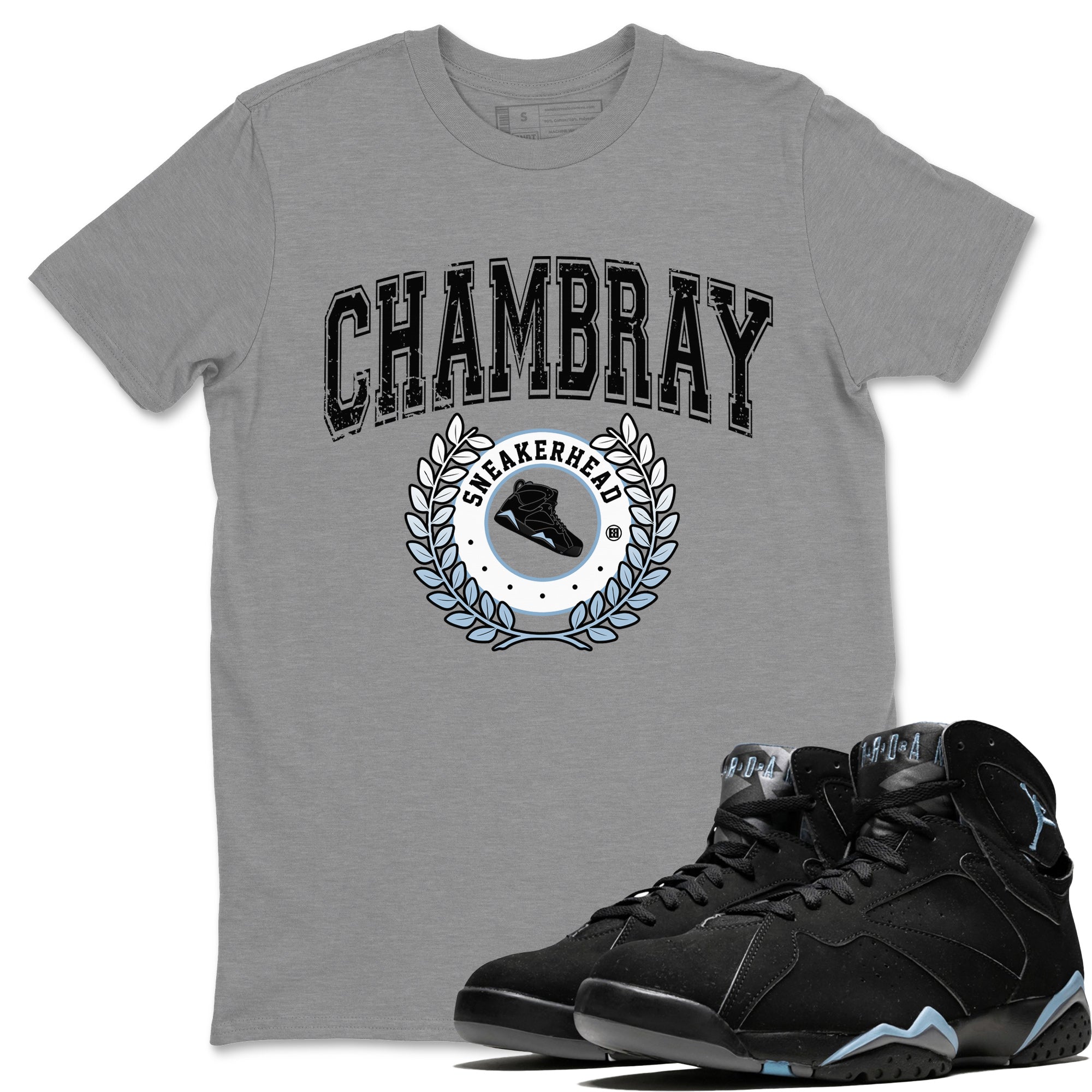Air Jordan 7 Chambray Sneaker Match Tees Sneaker Letter Streetwear Sneaker Shirt AJ7 Chambray Sneaker Release Tees Unisex Shirts Heather Grey 1