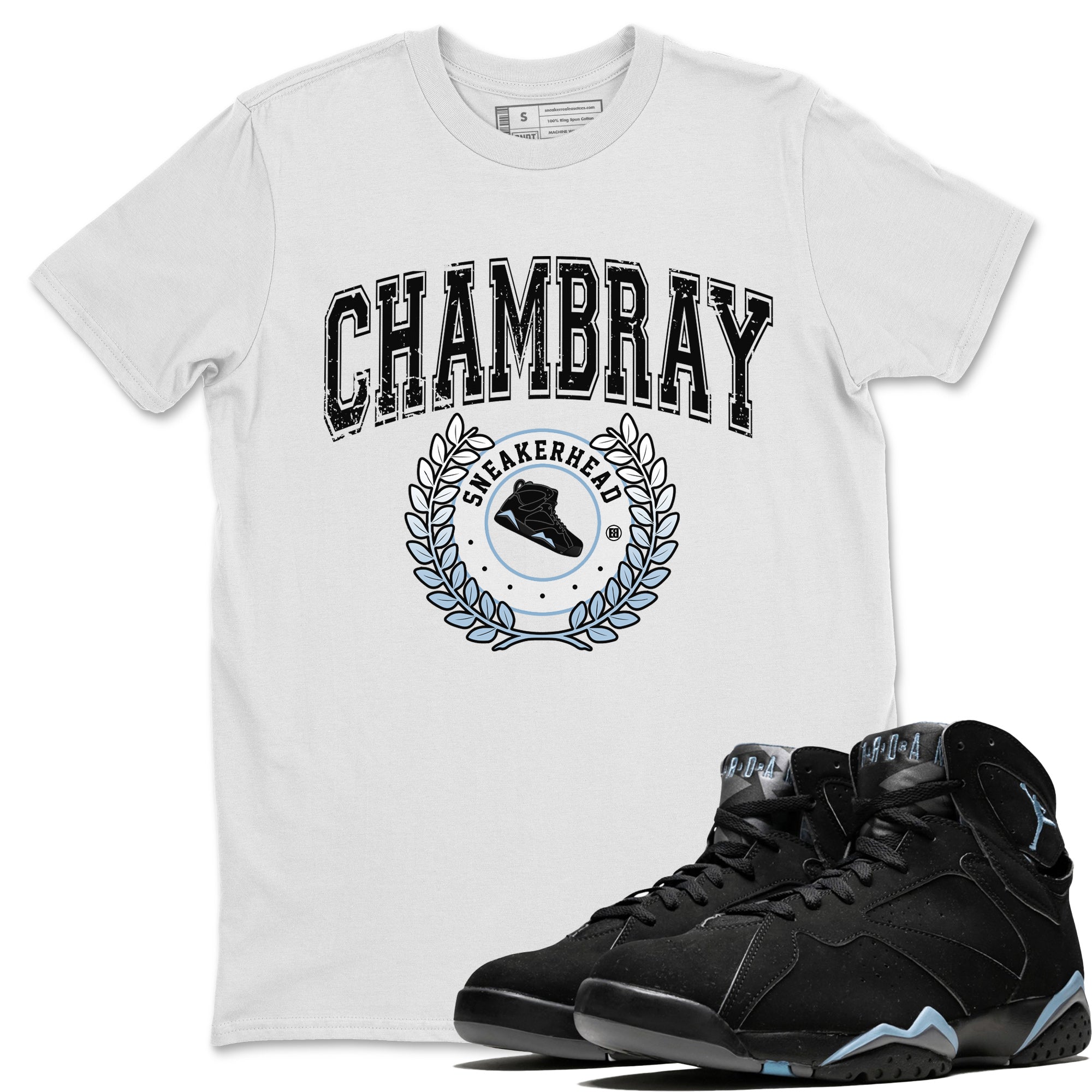Air Jordan 7 Chambray Sneaker Match Tees Sneaker Letter Streetwear Sneaker Shirt AJ7 Chambray Sneaker Release Tees Unisex Shirts White 1