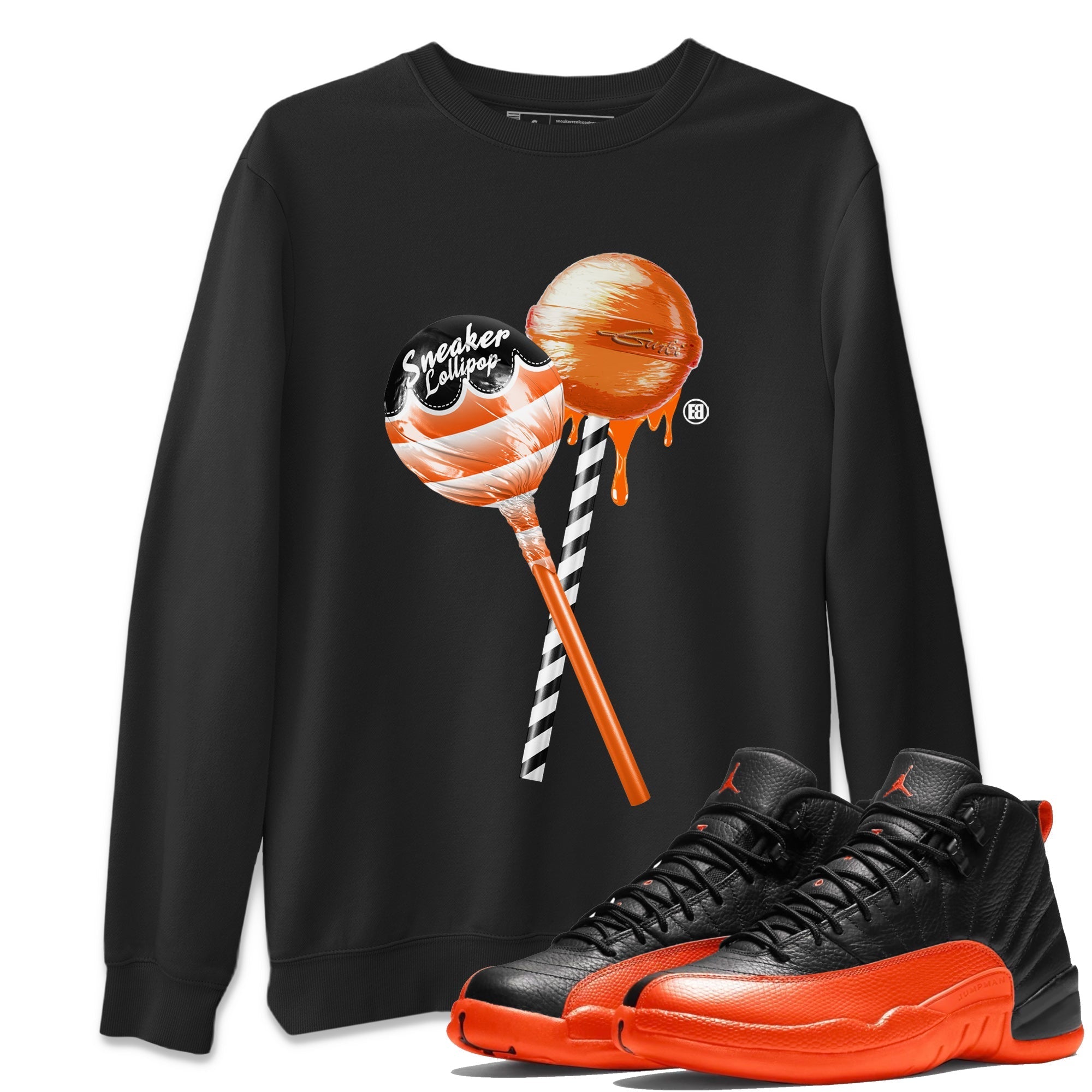 Air Jordan 12 Brilliant Orange Sneaker Match Tees Sneaker Lollipops Streetwear Sneaker Shirt 12s Brilliant Orange Tee Unisex Shirts Black 1