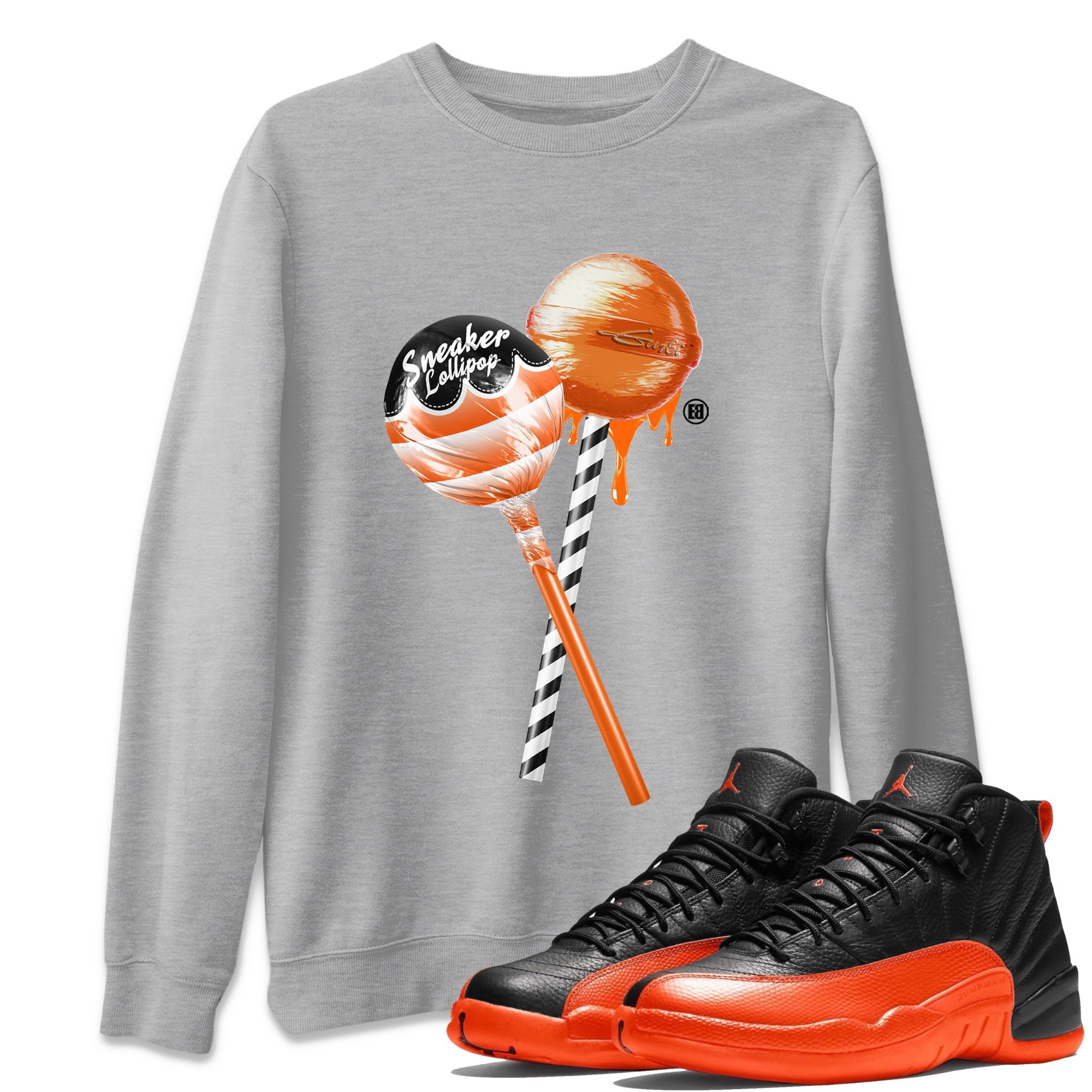 Air Jordan 12 Brilliant Orange Sneaker Match Tees Sneaker Lollipops Streetwear Sneaker Shirt 12s Brilliant Orange Tee Unisex Shirts Heather Grey 1