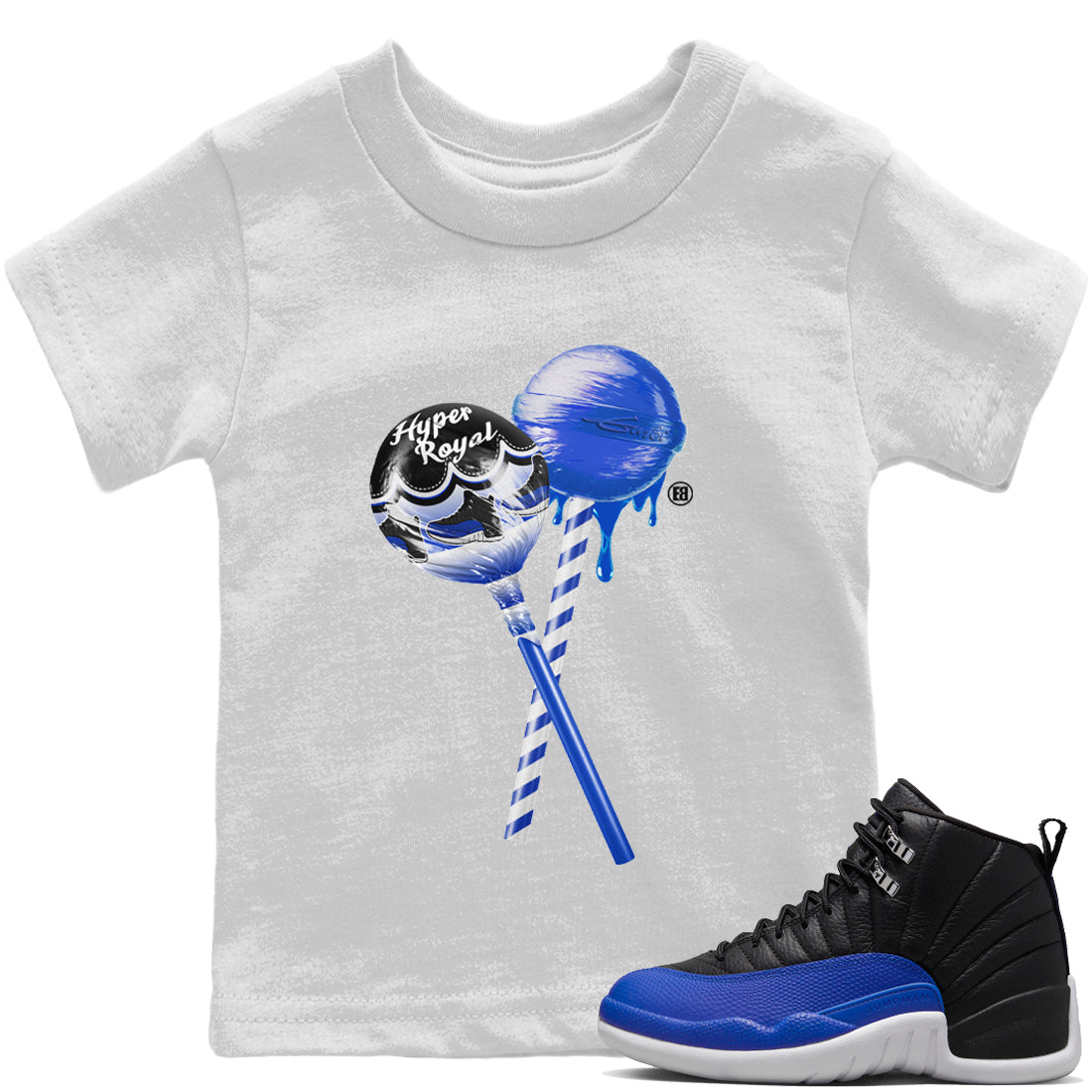 Jordan 12 Hyper Royal Sneaker Tees Drip Gear Zone Sneaker Lollipops Sneaker Tees Jordan 12 Hyper Royal Shirt Kids Shirts