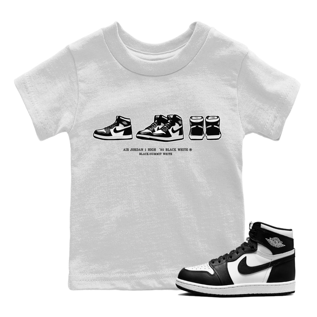 Jordan 1 Black White Sneaker Matching T-Shirt Sneaker Prelude Sneaker Tees Jordan 1 Black White Sneaker Release Tees Kids Shirts