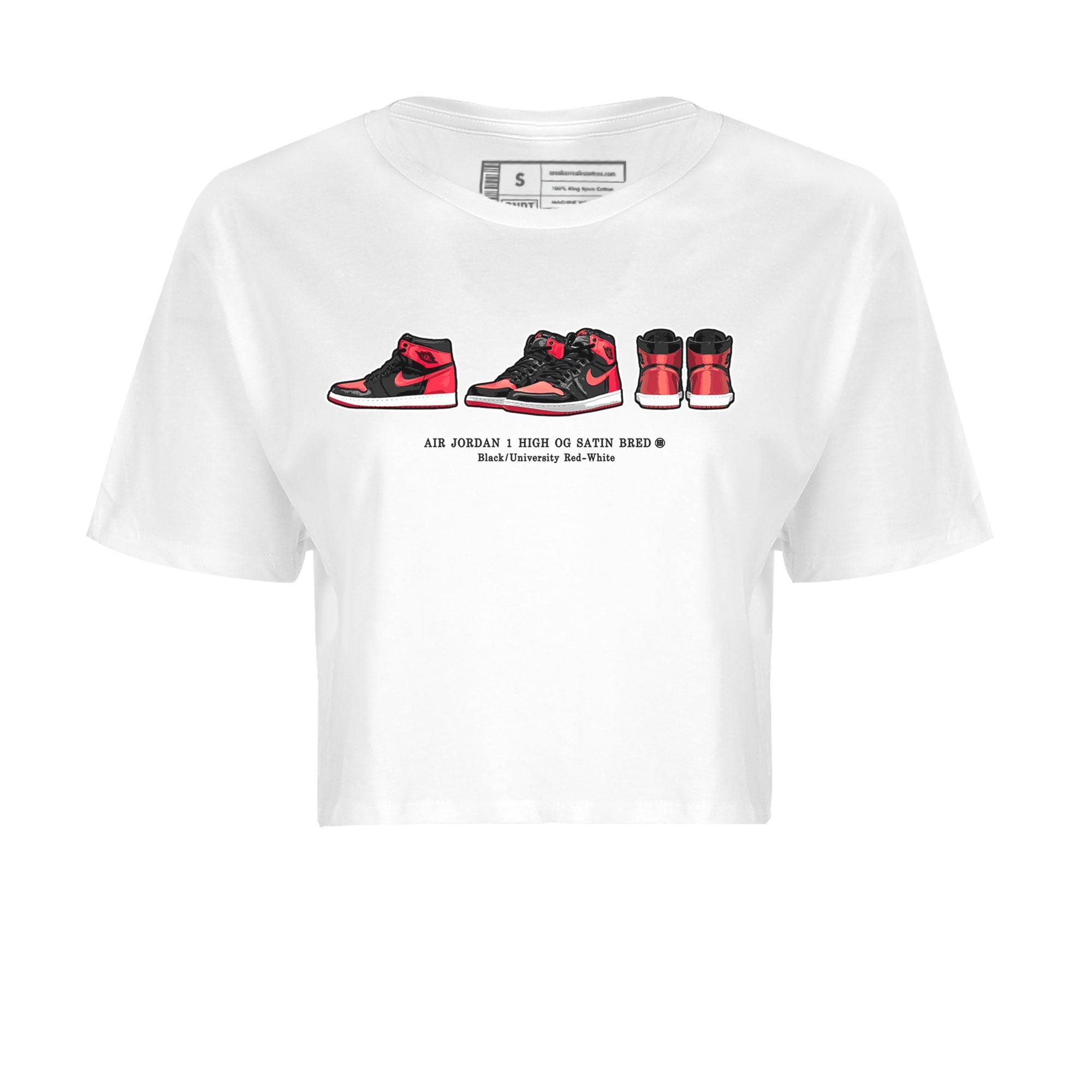 Air Jordan 1 Satin Bred Sneaker Match Tees Sneaker Prelude Streetwear Sneaker Shirt Air Jordan 1 Satin Bred Drip Gear Zone Sneaker Matching Clothing Women's Shirts White 2