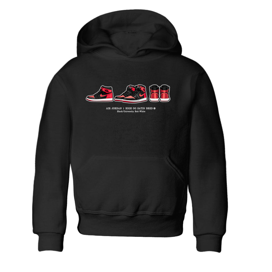 Air Jordan 1 Satin Bred Sneaker Match Tees Sneaker Prelude Streetwear Sneaker Shirt Air Jordan 1 Satin Bred Drip Gear Zone Sneaker Matching Clothing Kids, Youth, Baby Clothing Black 2