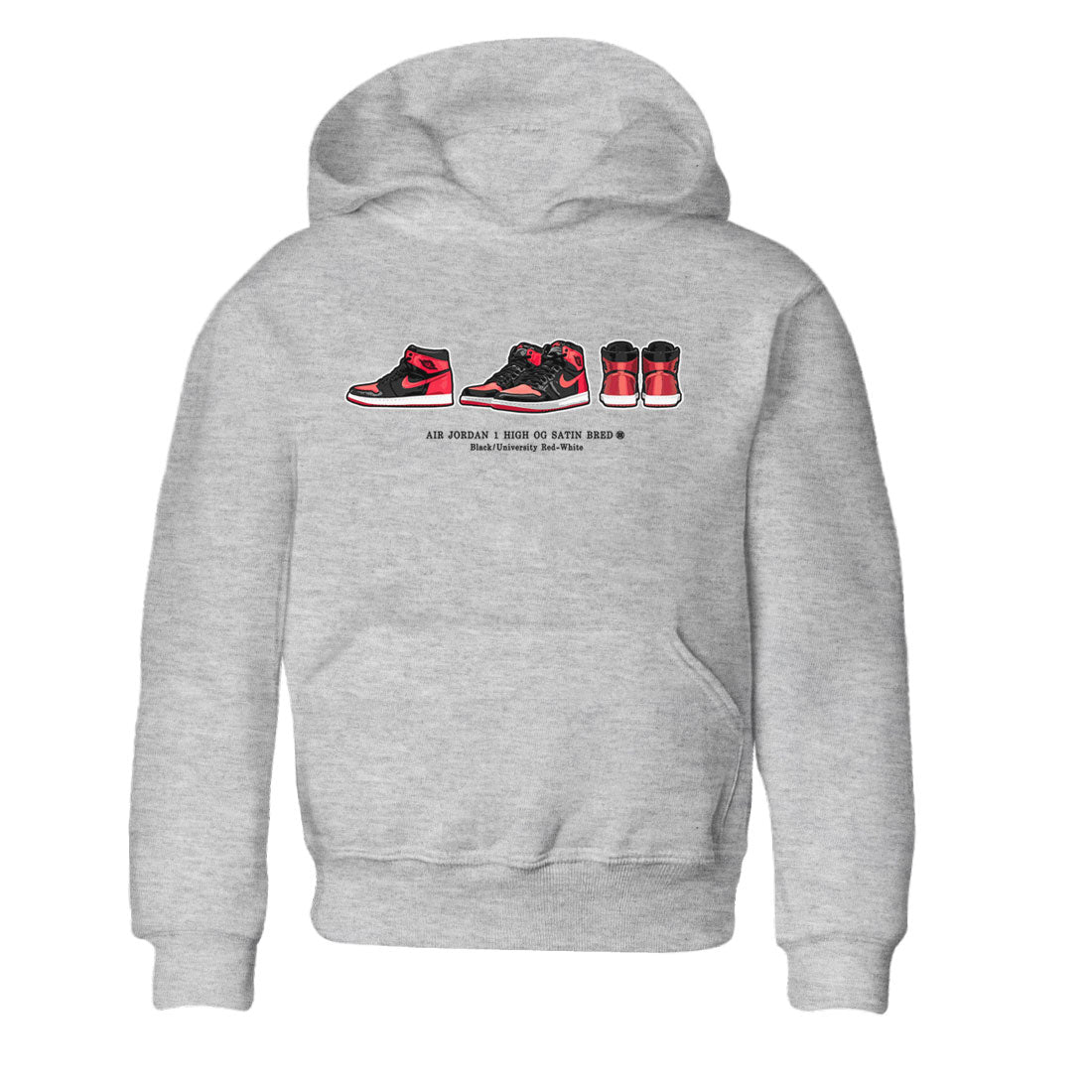Air Jordan 1 Satin Bred Sneaker Match Tees Sneaker Prelude Streetwear Sneaker Shirt Air Jordan 1 Satin Bred Drip Gear Zone Sneaker Matching Clothing Kids, Youth, Baby Clothing Heather Grey 2