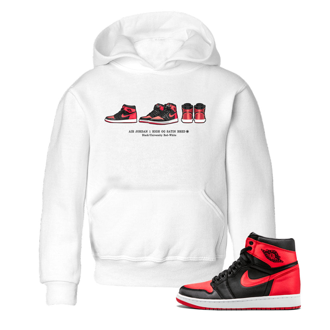 Air Jordan 1 Satin Bred Sneaker Match Tees Sneaker Prelude Streetwear Sneaker Shirt Air Jordan 1 Satin Bred Drip Gear Zone Sneaker Matching Clothing Kids, Youth, Baby Clothing White 1