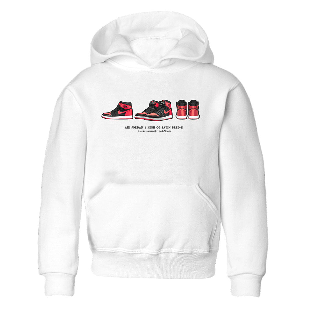Air Jordan 1 Satin Bred Sneaker Match Tees Sneaker Prelude Streetwear Sneaker Shirt Air Jordan 1 Satin Bred Drip Gear Zone Sneaker Matching Clothing Kids, Youth, Baby Clothing White 2