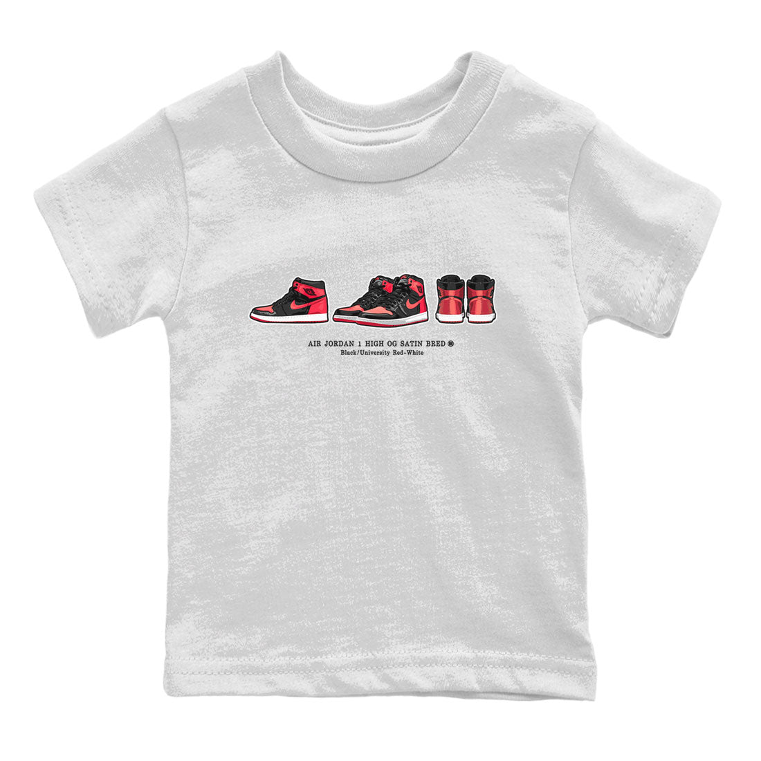 Air Jordan 1 Satin Bred Sneaker Match Tees Sneaker Prelude Streetwear Sneaker Shirt Air Jordan 1 Satin Bred Drip Gear Zone Sneaker Matching Clothing Kids, Youth, Baby Clothing White 2