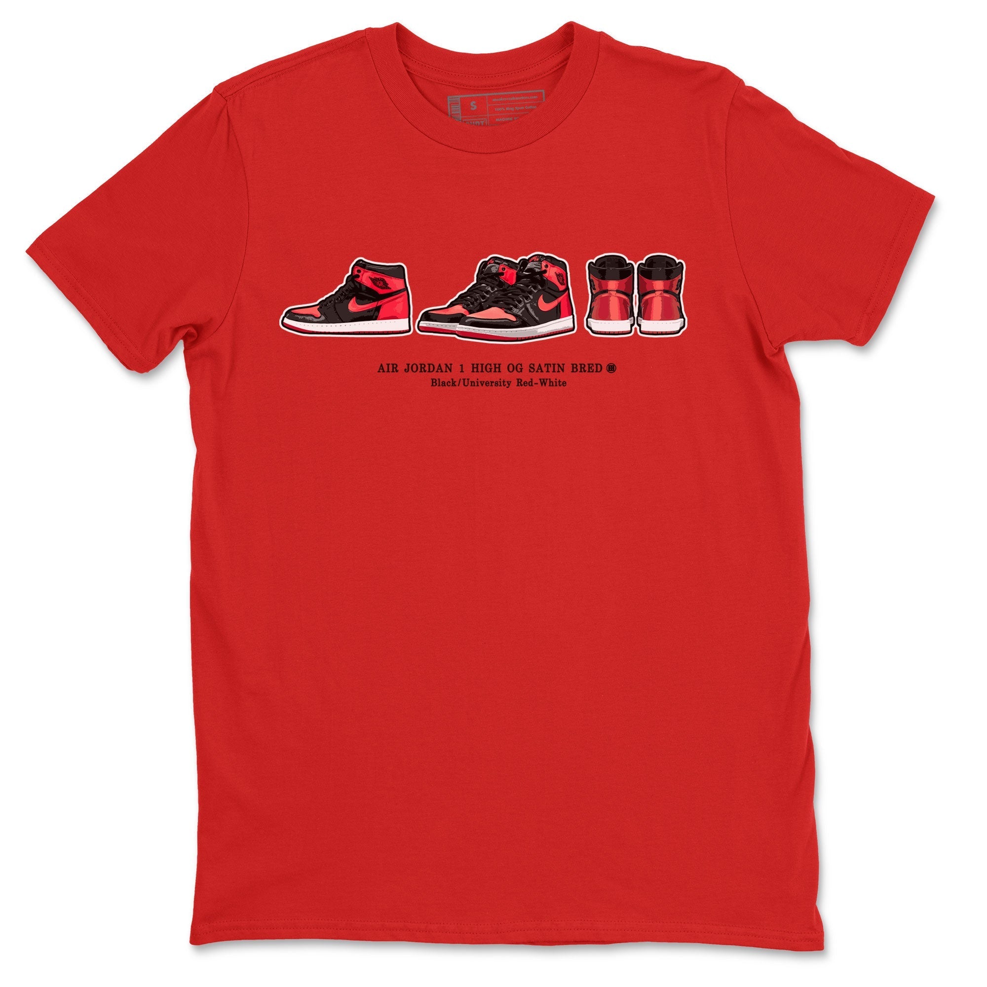 Air Jordan 1 Satin Bred Sneaker Match Tees Sneaker Prelude Streetwear Sneaker Shirt Air Jordan 1 Satin Bred Drip Gear Zone Sneaker Matching Clothing Short Sleeve T-Shirt Red 2