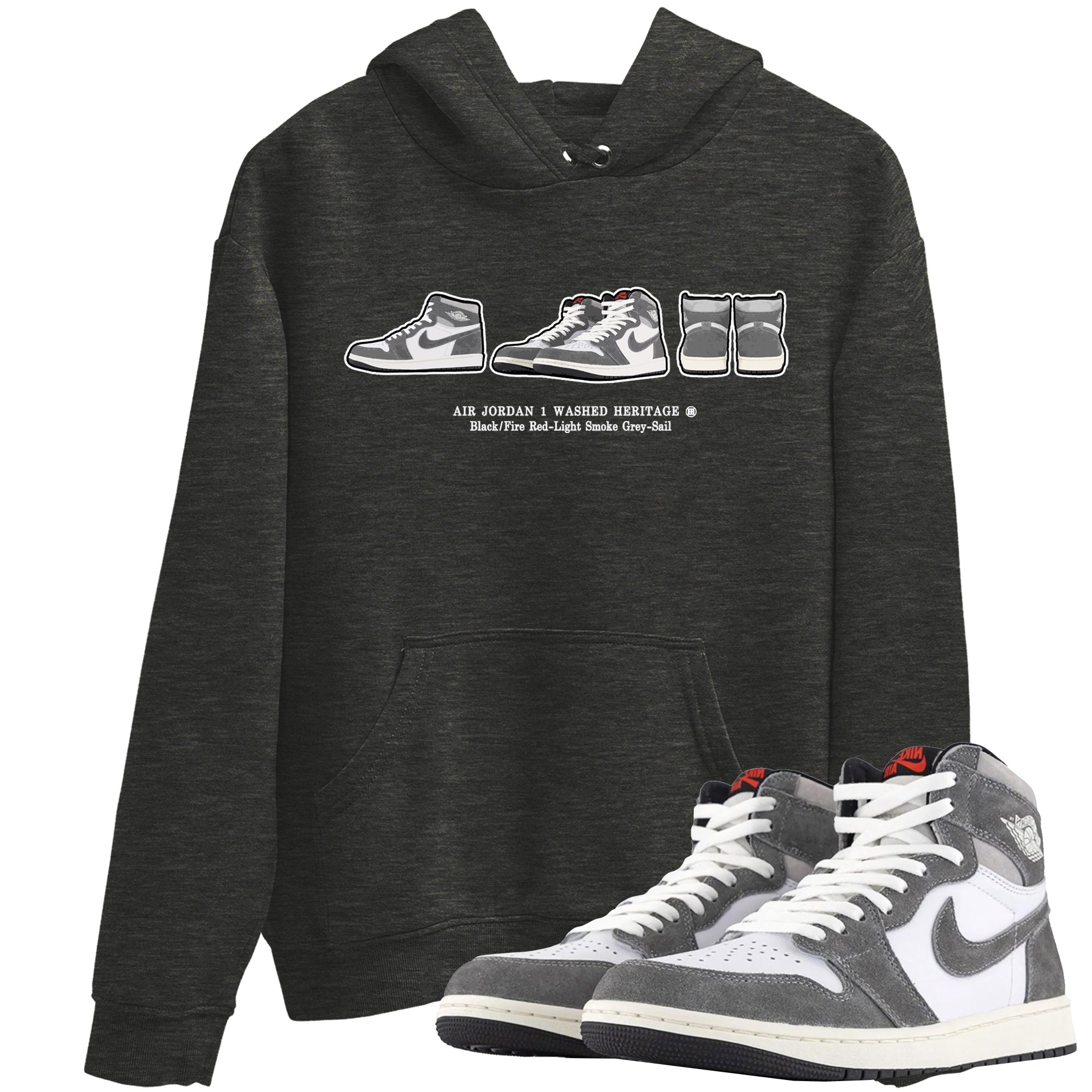 Air Jordan 1 Washed Heritage Sneaker Match Tees Sneaker Prelude t shirt Air Jordan 1 Washed Heritage Sneaker Release Tees Unisex Shirts Charcoal Heather 1