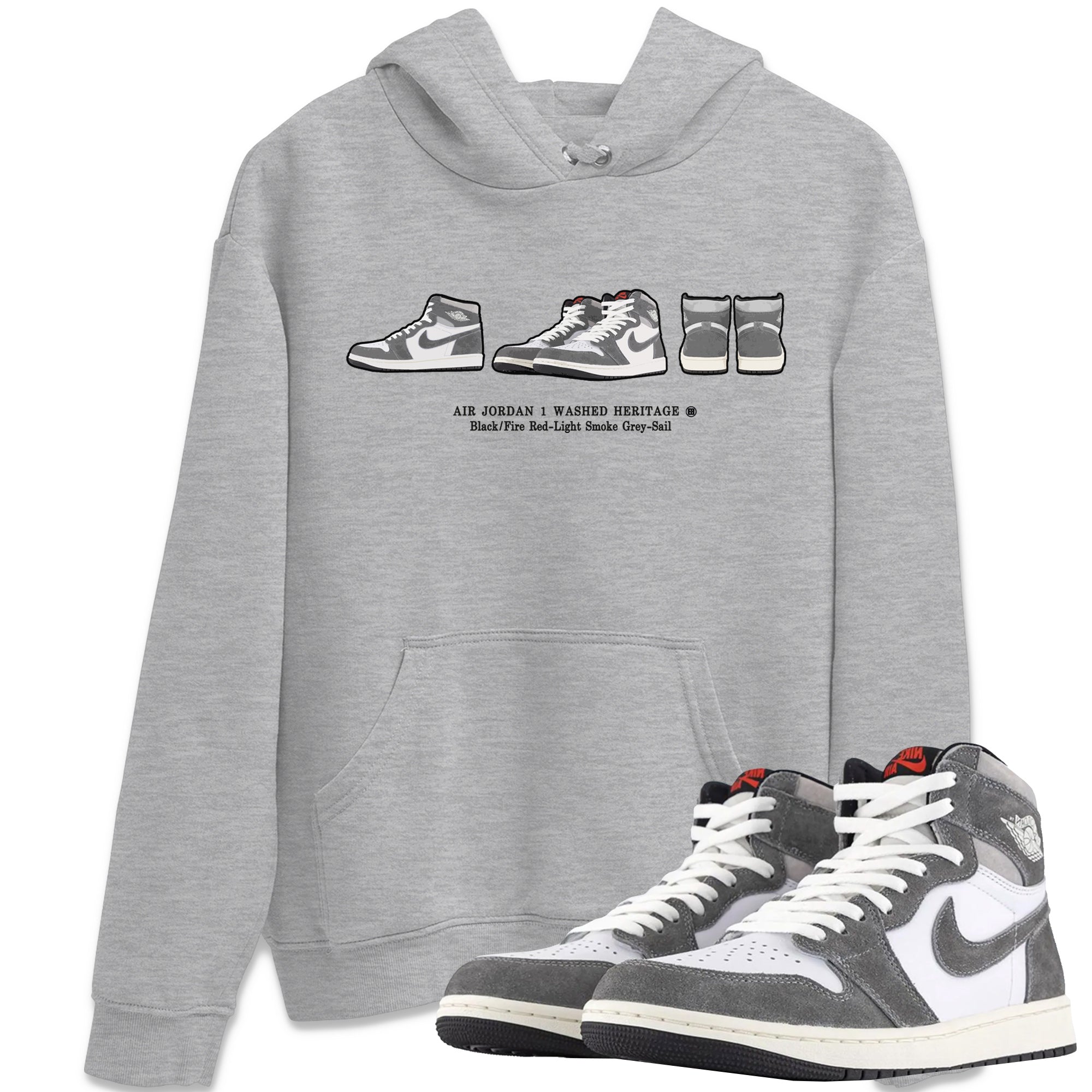 Air Jordan 1 Washed Heritage Sneaker Match Tees Sneaker Prelude t shirt Air Jordan 1 Washed Heritage Sneaker Release Tees Unisex Shirts Heather Grey 1