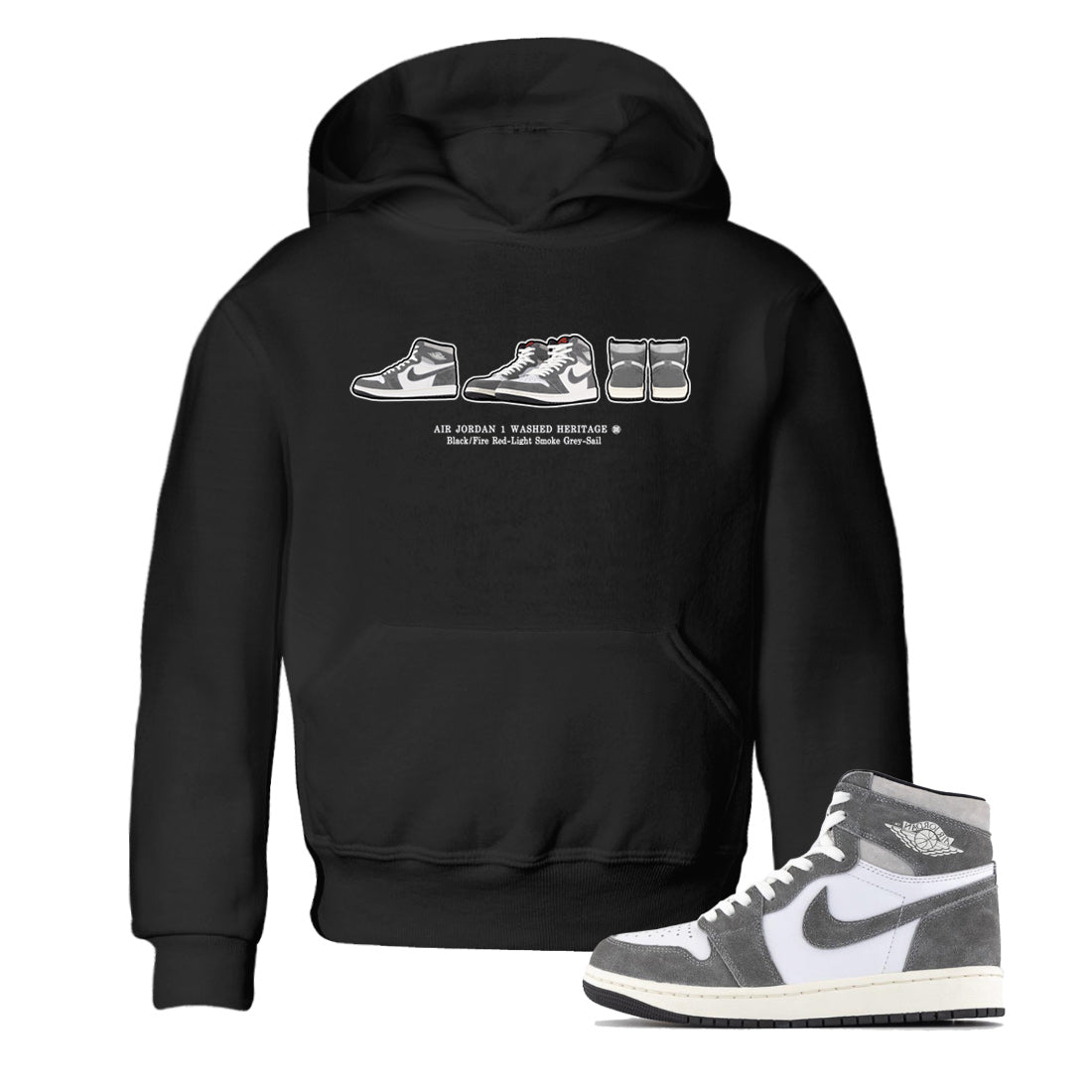Air Jordan 1 Washed Heritage Sneaker Prelude Baby and Kids t shirt Air Jordan 1 Washed Heritage Kids t shirt Washing and Care Tip