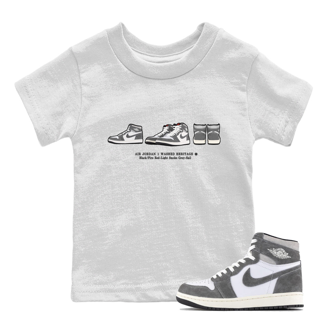 Air Jordan 1 Washed Heritage Sneaker Match Tees Sneaker Prelude t shirt Air Jordan 1 Washed Heritage Sneaker Release Tees Kids Shirts White 1