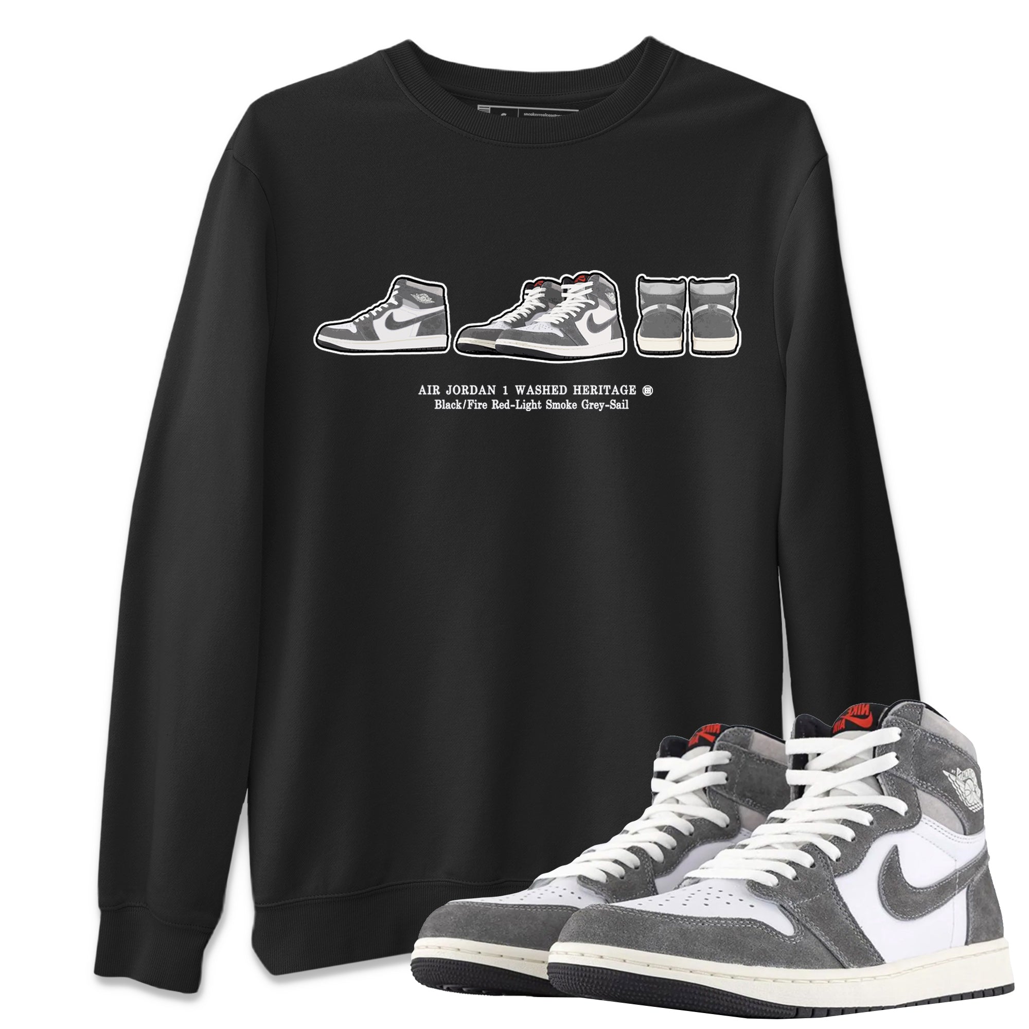 Air Jordan 1 Washed Heritage Sneaker Match Tees Sneaker Prelude t shirt Air Jordan 1 Washed Heritage Sneaker Release Tees Unisex Shirts Black 1