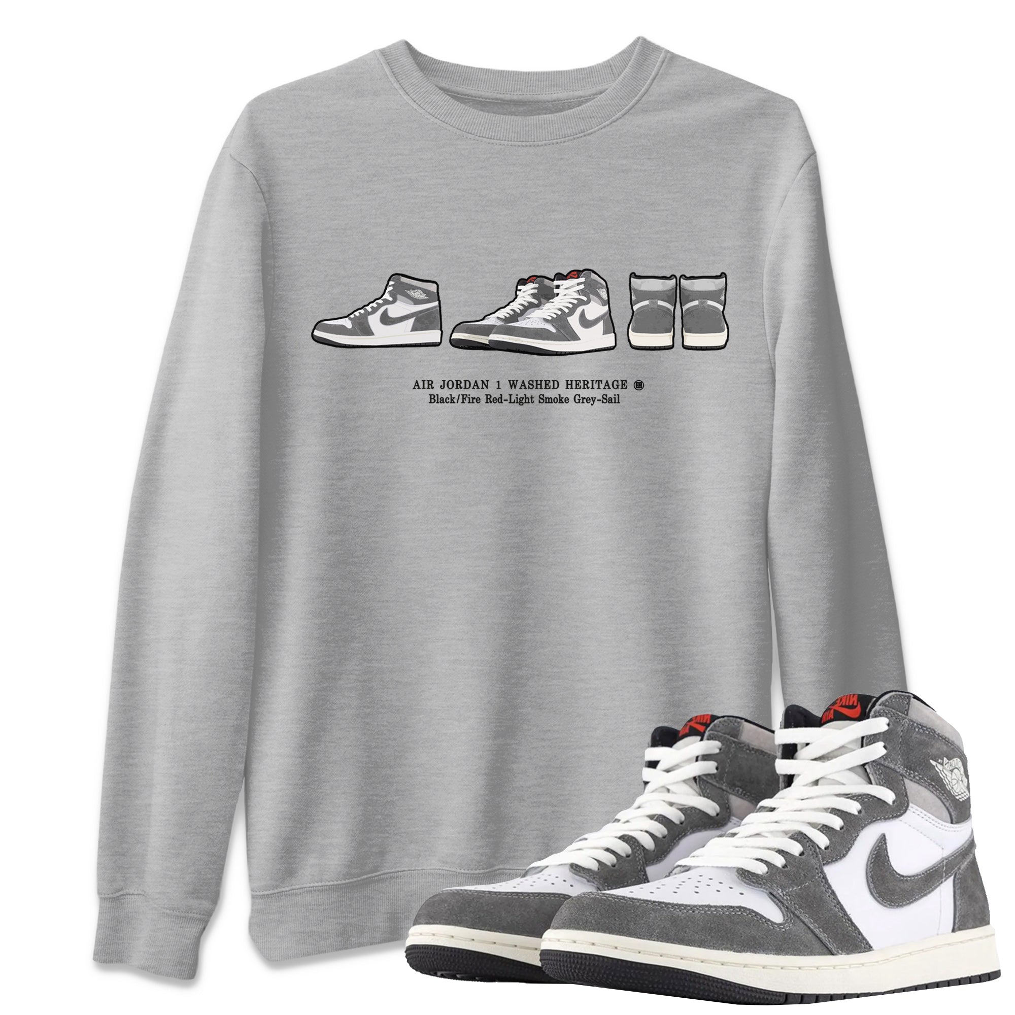 Air Jordan 1 Washed Heritage Sneaker Match Tees Sneaker Prelude t shirt Air Jordan 1 Washed Heritage Sneaker Release Tees Unisex Shirts Heather Grey 1