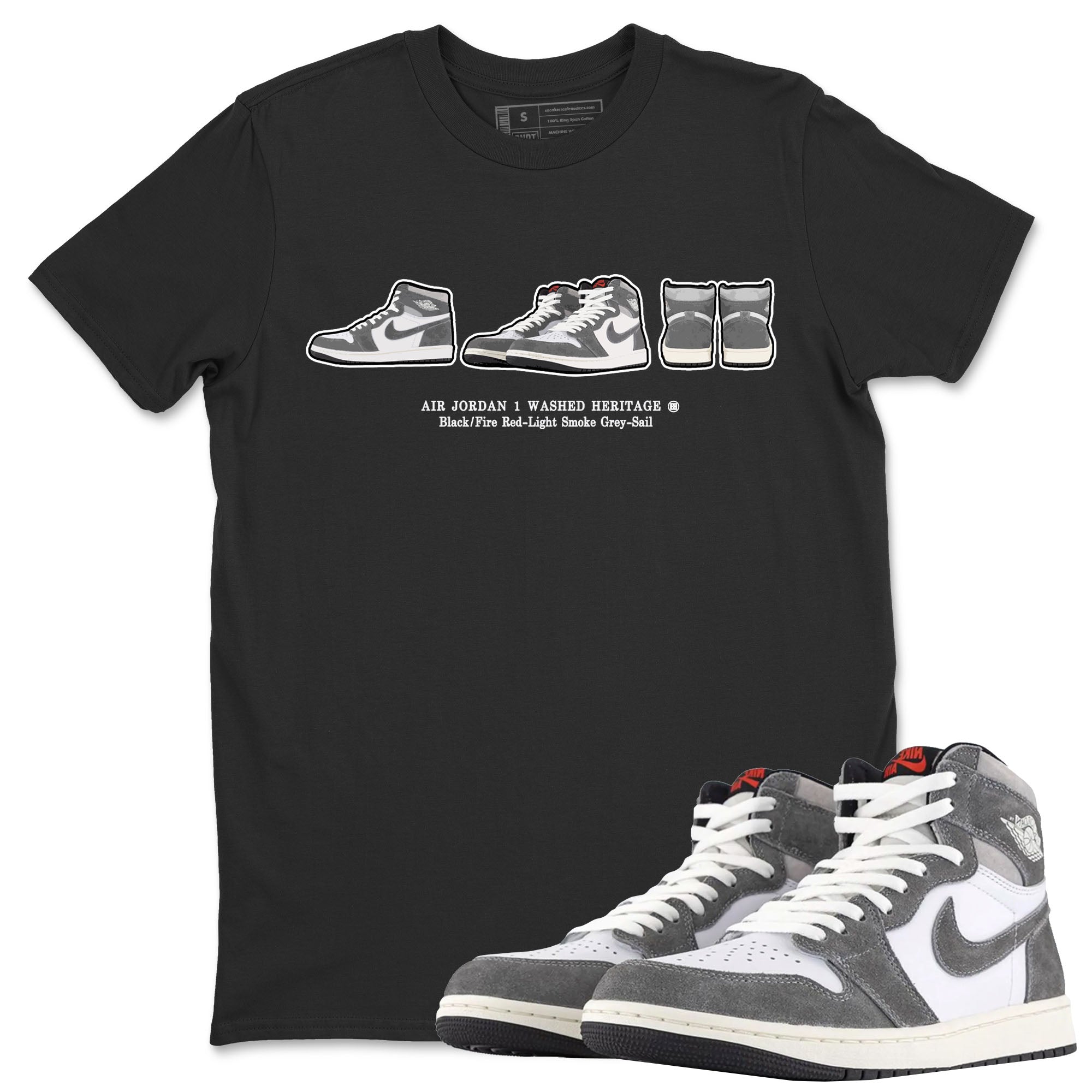 Air Jordan 1 Washed Heritage Sneaker Match Tees Sneaker Prelude t shirt Air Jordan 1 Washed Heritage Sneaker Release Tees Unisex Shirts Black 1