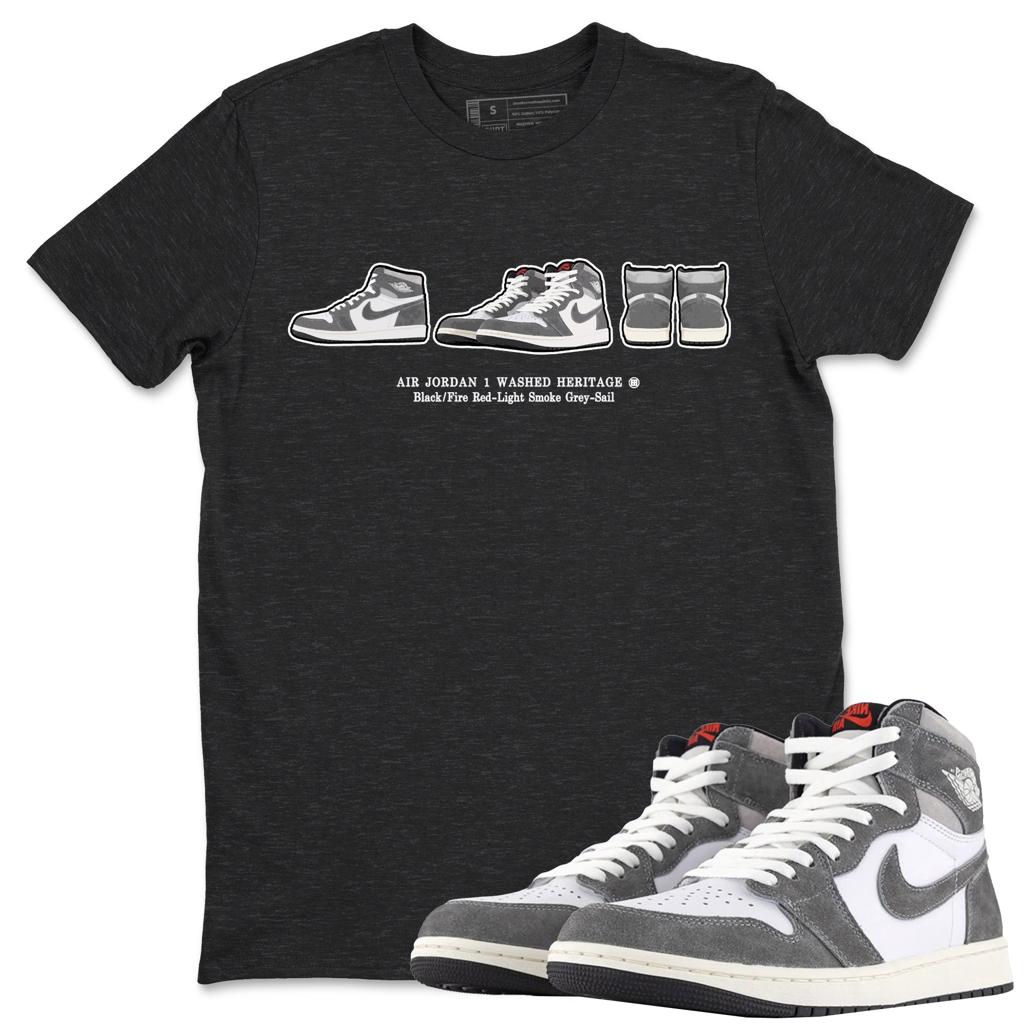 Air Jordan 1 Washed Heritage Sneaker Match Tees Sneaker Prelude t shirt Air Jordan 1 Washed Heritage Sneaker Release Tees Unisex Shirts Charcoal Heather 1