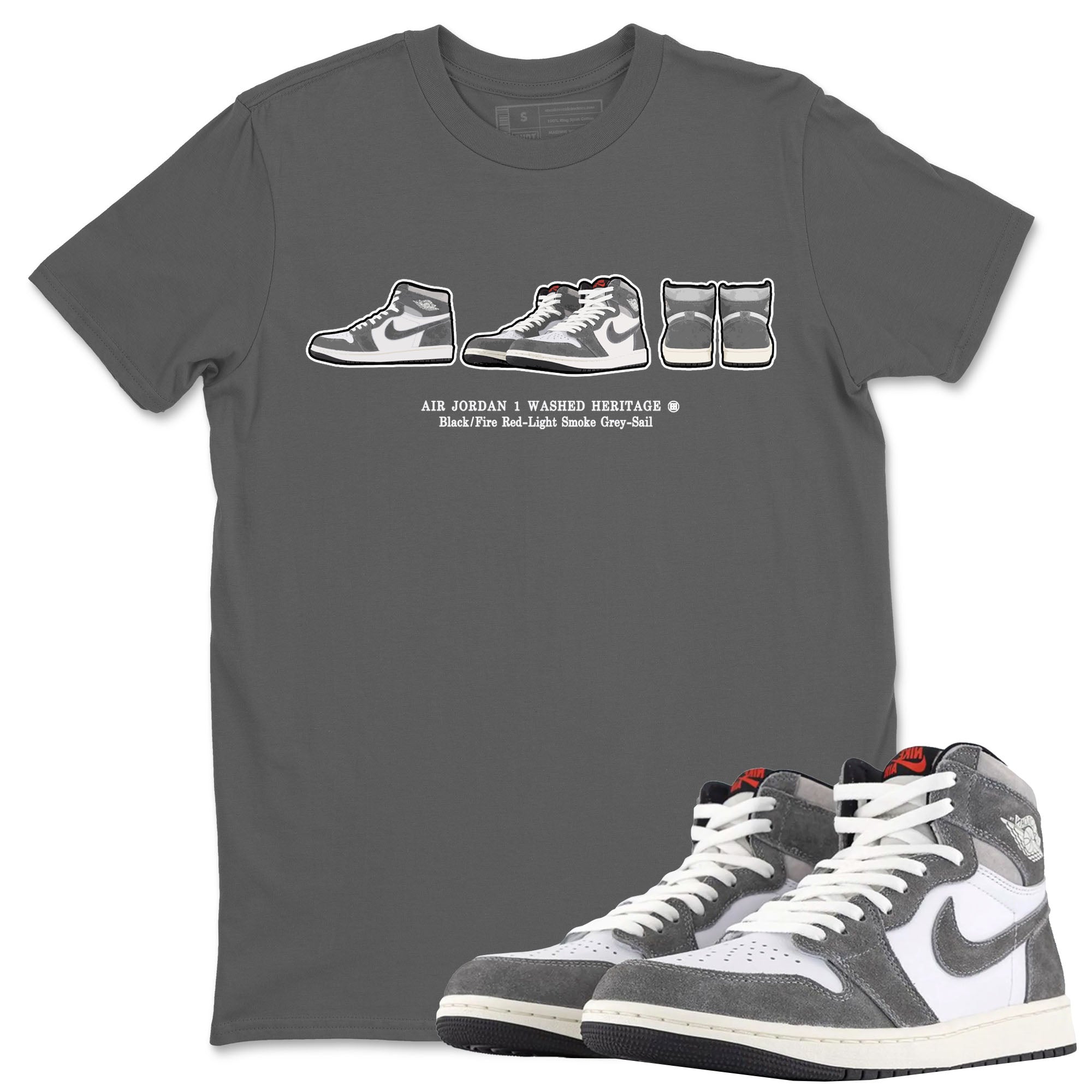 Air Jordan 1 Washed Heritage Sneaker Match Tees Sneaker Prelude t shirt Air Jordan 1 Washed Heritage Sneaker Release Tees Unisex Shirts Cool Grey 1