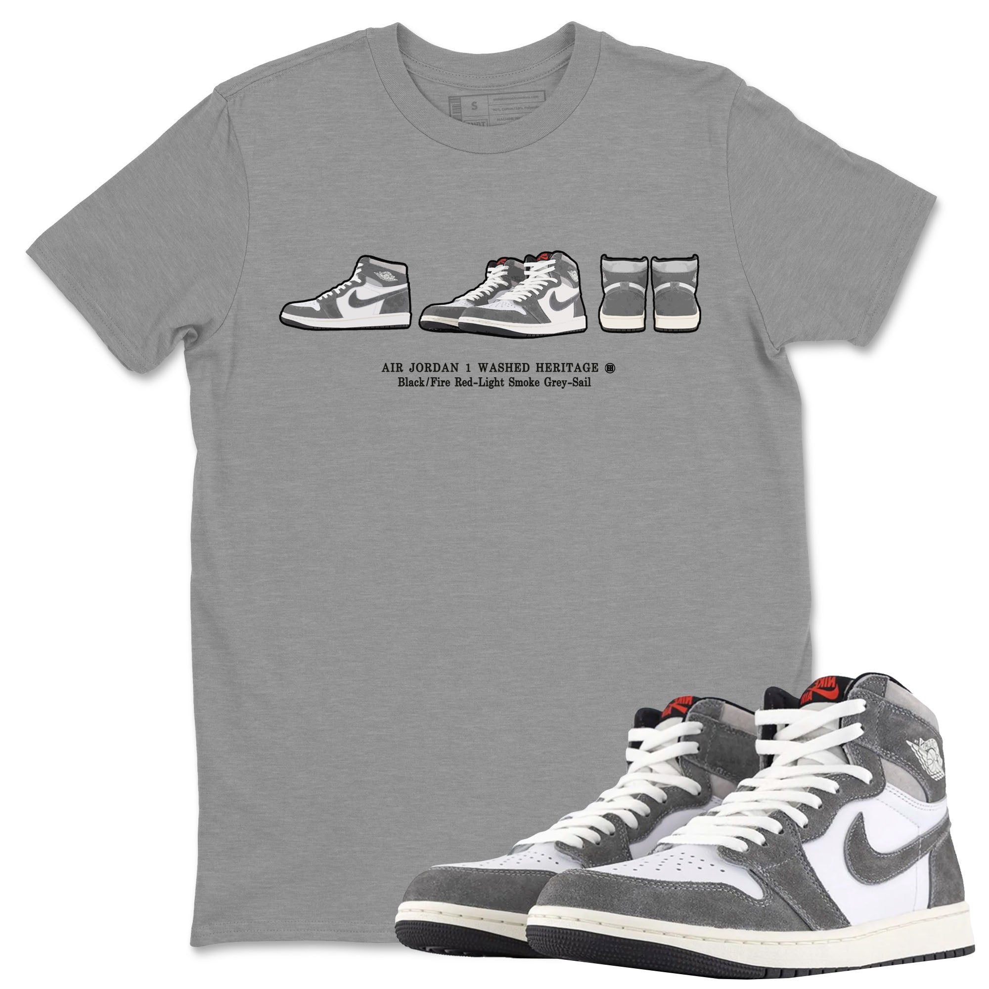 Air Jordan 1 Washed Heritage Sneaker Match Tees Sneaker Prelude t shirt Air Jordan 1 Washed Heritage Sneaker Release Tees Unisex Shirts Heather Grey 1