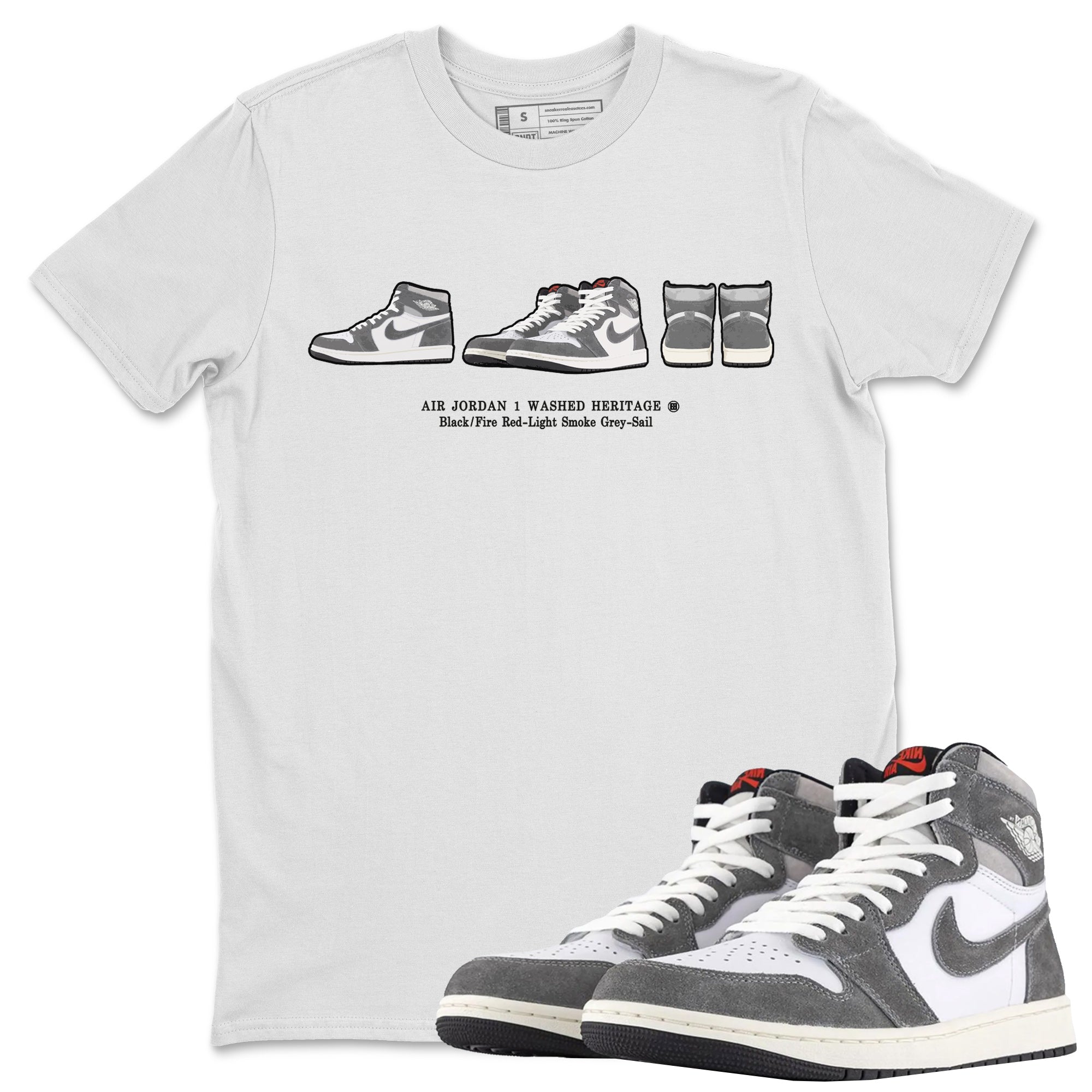 Air Jordan 1 Washed Heritage Sneaker Match Tees Sneaker Prelude t shirt Air Jordan 1 Washed Heritage Sneaker Release Tees Unisex Shirts White 1