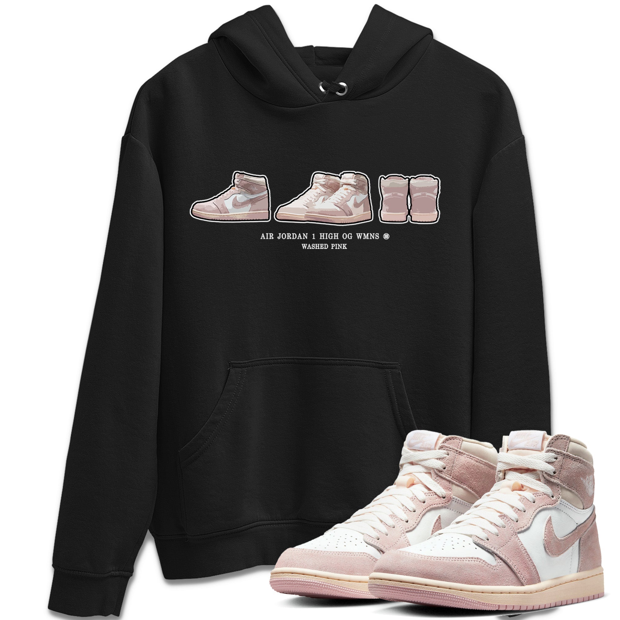 Air Jordan 1 Washed Pink Sneaker Match Tees Sneaker Prelude Streetwear Sneaker Shirt Air Jordan 1 High OG WMNS Washed Pink Sneaker Release Tees Unisex Shirts Black 1