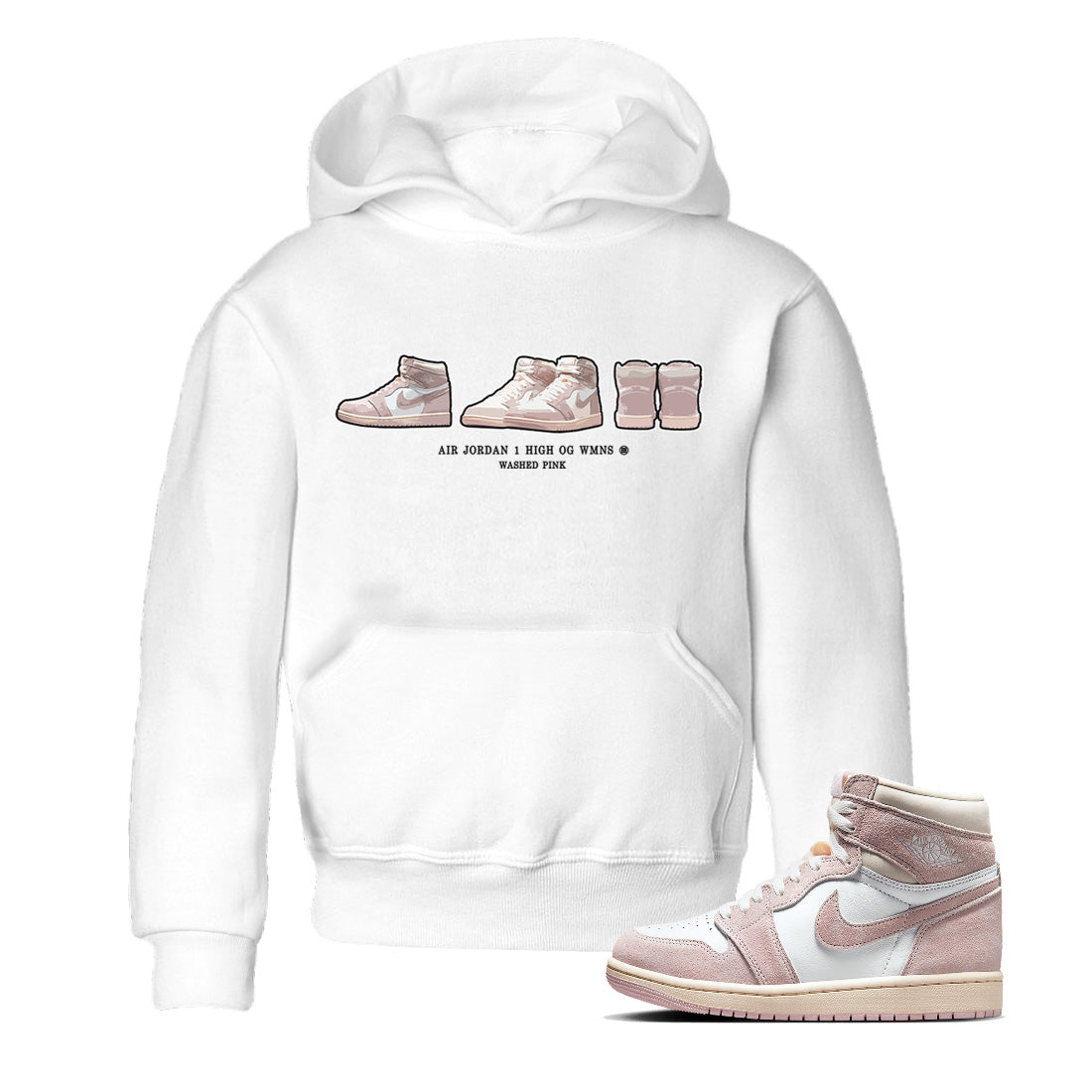 Air Jordan 1 Washed Pink Sneaker Match Tees Sneaker Prelude Streetwear Sneaker Shirt Air Jordan 1 High OG WMNS Washed Pink Sneaker Release Tees Kids Shirts White 1