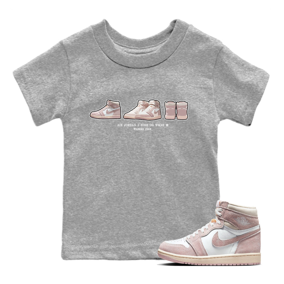 Air Jordan 1 Washed Pink Sneaker Prelude Baby and Kids Streetwear Sneaker Shirt Air Jordan 1 High OG WMNS Washed Pink Kids Streetwear Sneaker Shirt Size Chart
