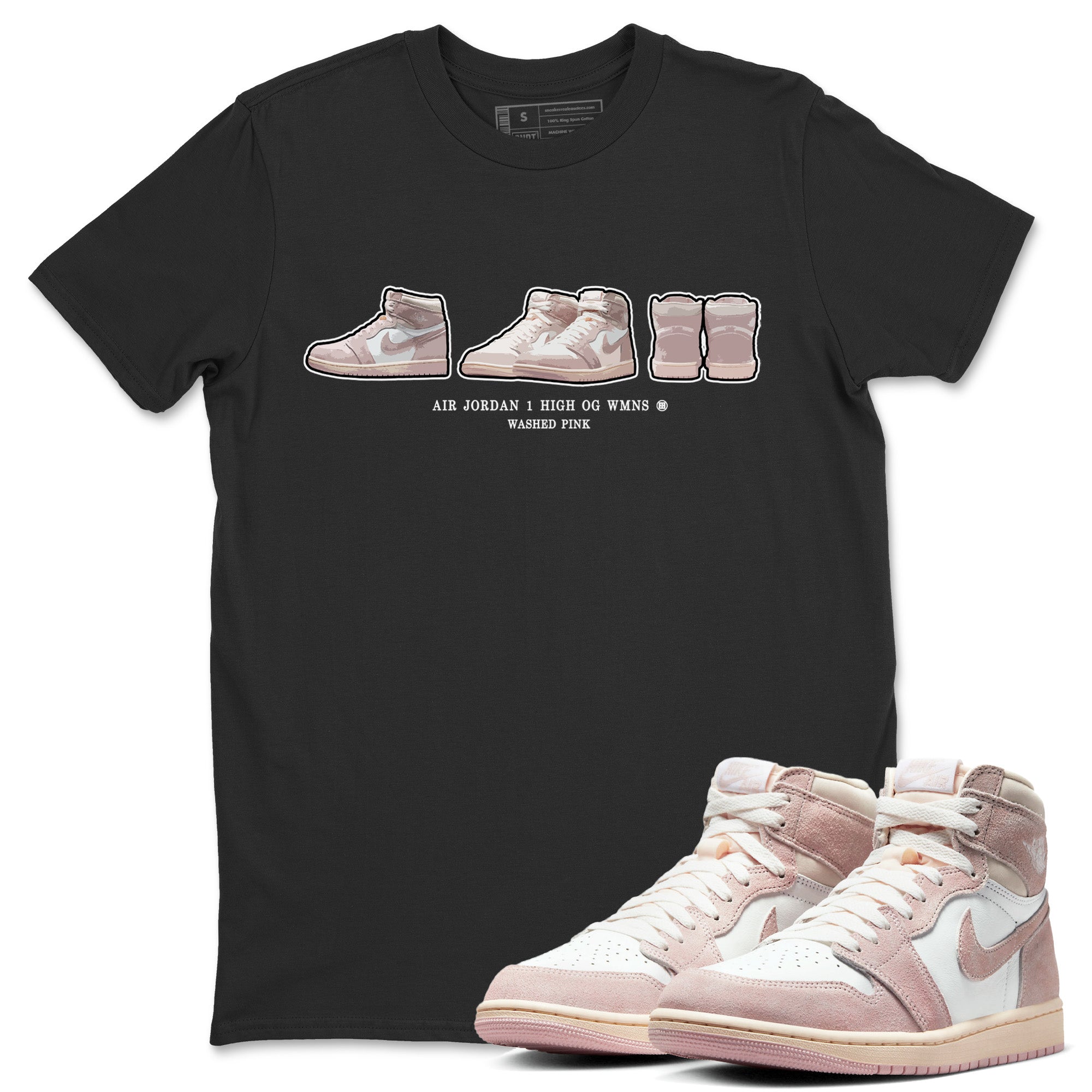 Air Jordan 1 Washed Pink Sneaker Match Tees Sneaker Prelude Streetwear Sneaker Shirt Air Jordan 1 High OG WMNS Washed Pink Sneaker Release Tees Unisex Shirts Black 1