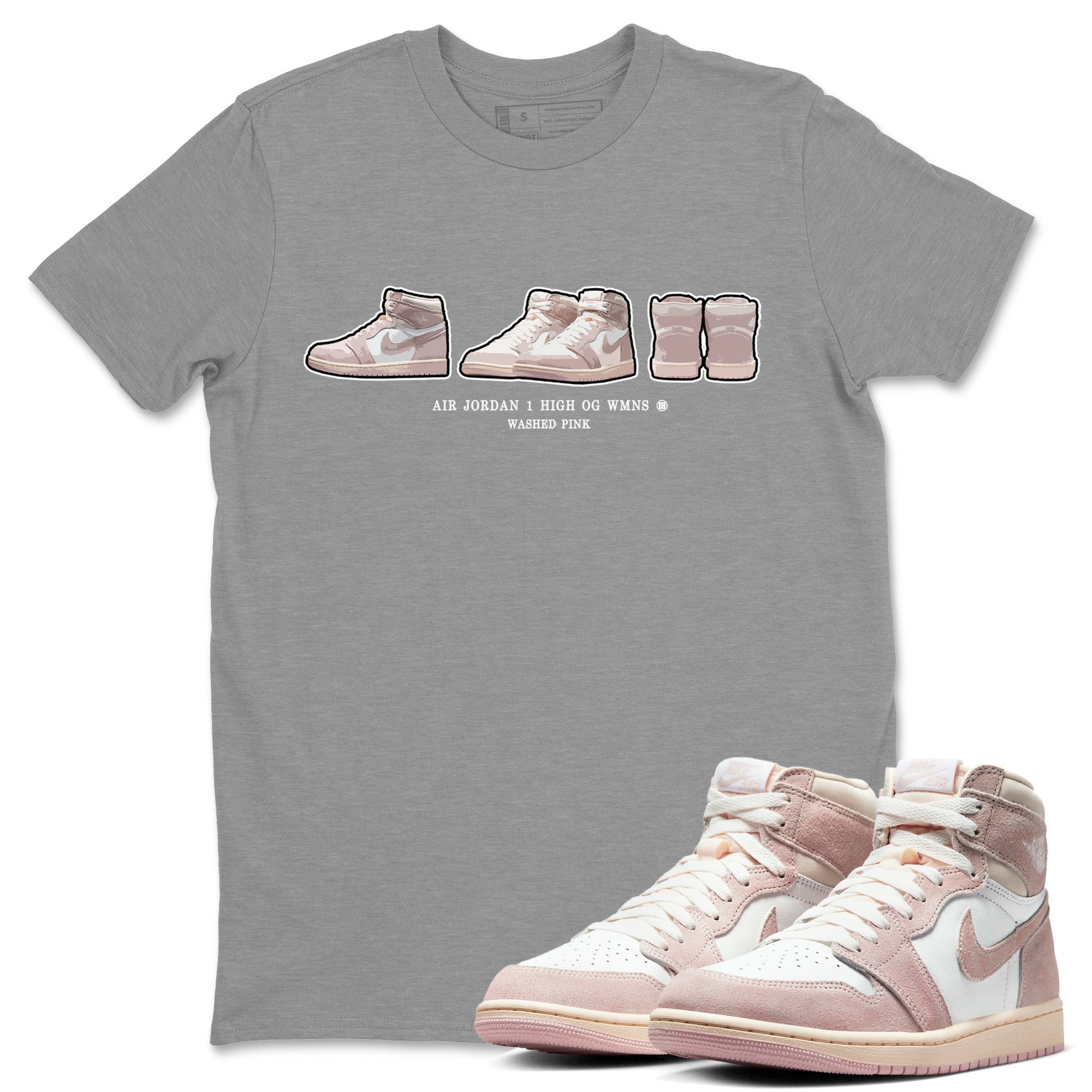 Air Jordan 1 Washed Pink Sneaker Prelude Crew Neck Streetwear Sneaker Shirt Air Jordan 1 High OG WMNS Washed Pink Sneaker T-Shirts Size Chart